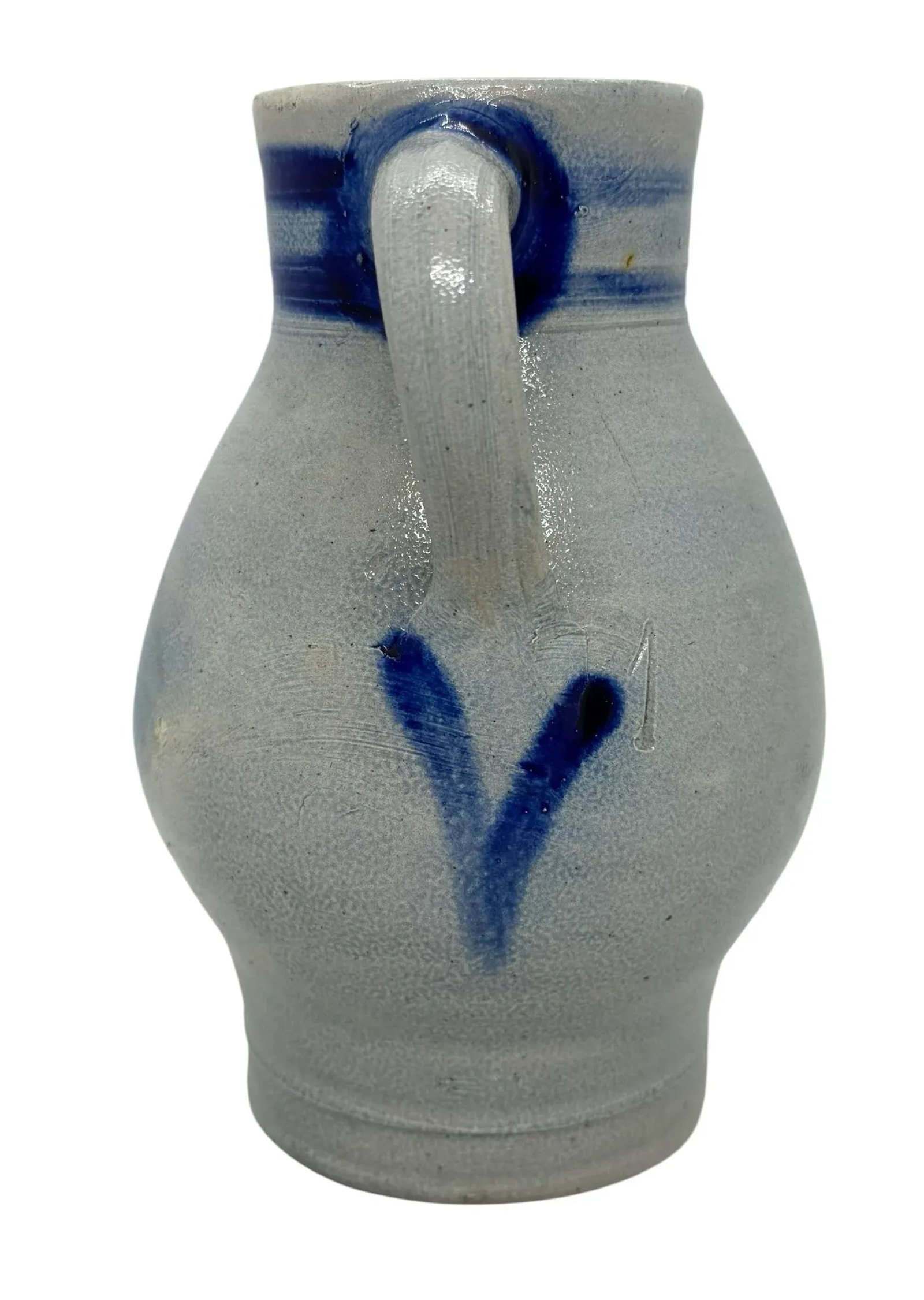 Mid 20th Century German Salt-Glazed Stoneware Pitcher With Blue Eagle Emblem - 4
