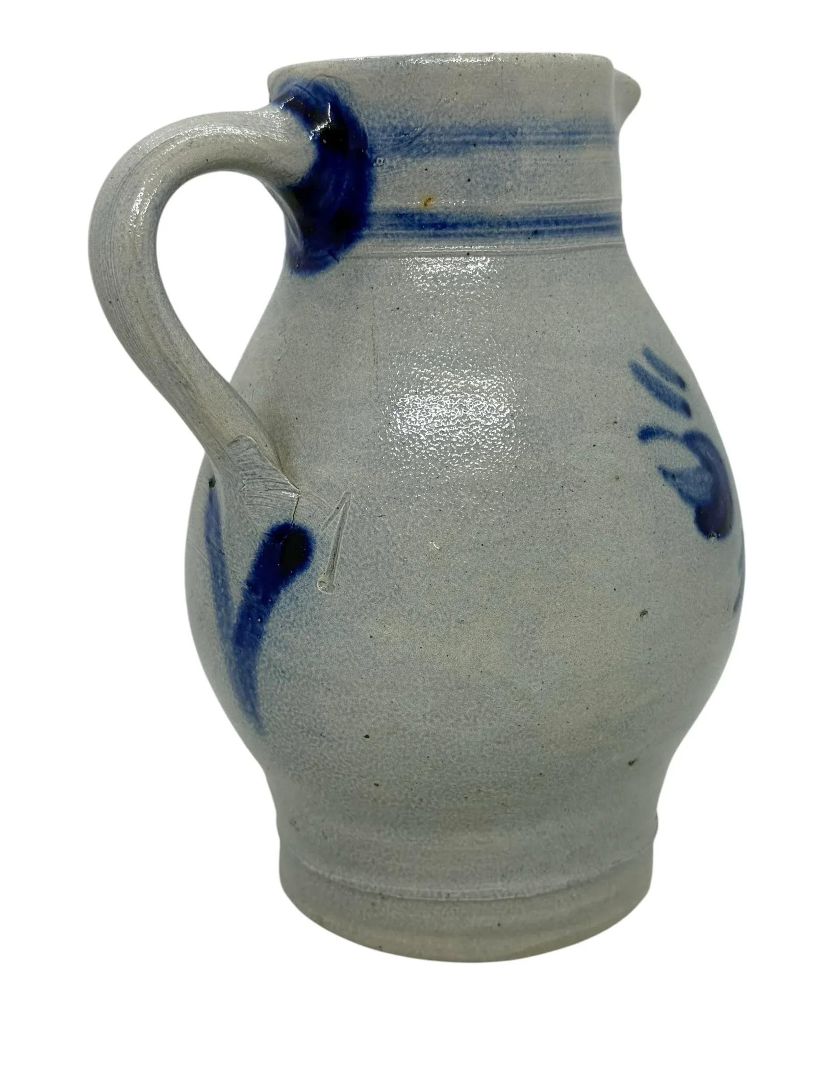Mid 20th Century German Salt-Glazed Stoneware Pitcher With Blue Eagle Emblem - 5