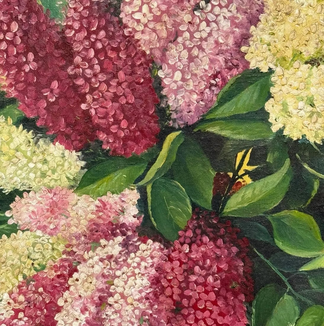 Mid 20th Century Oil on Canvas "Still Life of Lilacs in Vase" Signed Artist A. Werner Unframed - 3