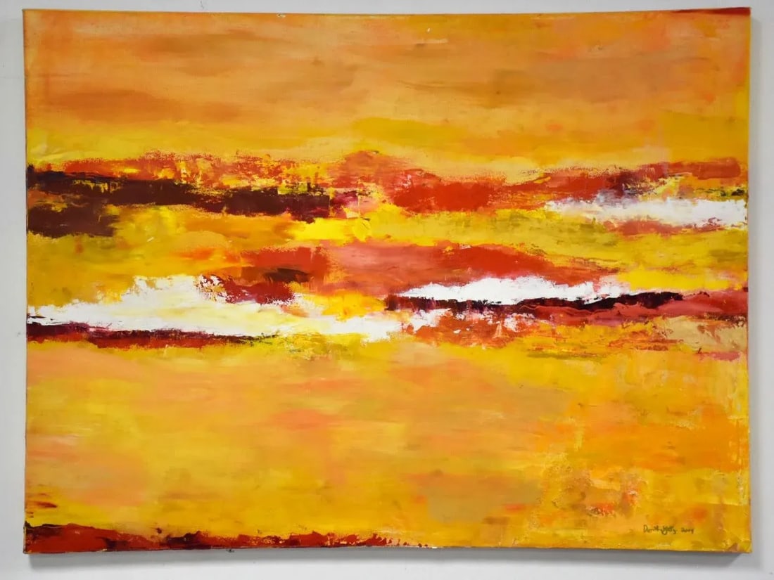 Dottie Katz Yellow Abstract Painting - 9
