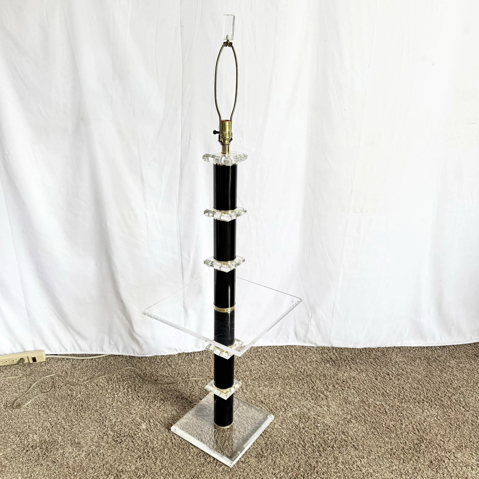 Mid Century Modern Black and Lucite Floor Lamp/Side Table - 2