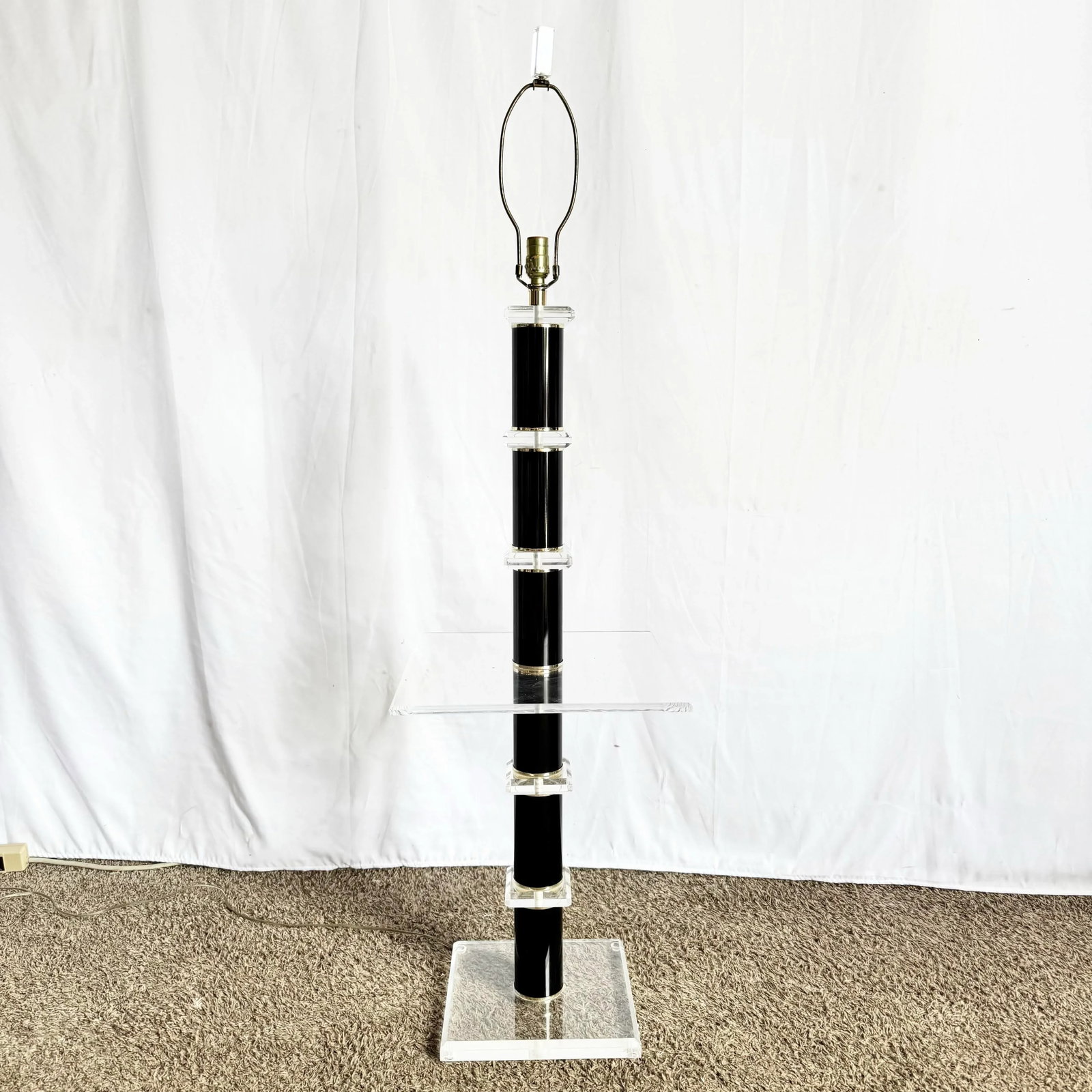 Mid Century Modern Black and Lucite Floor Lamp/Side Table - 4