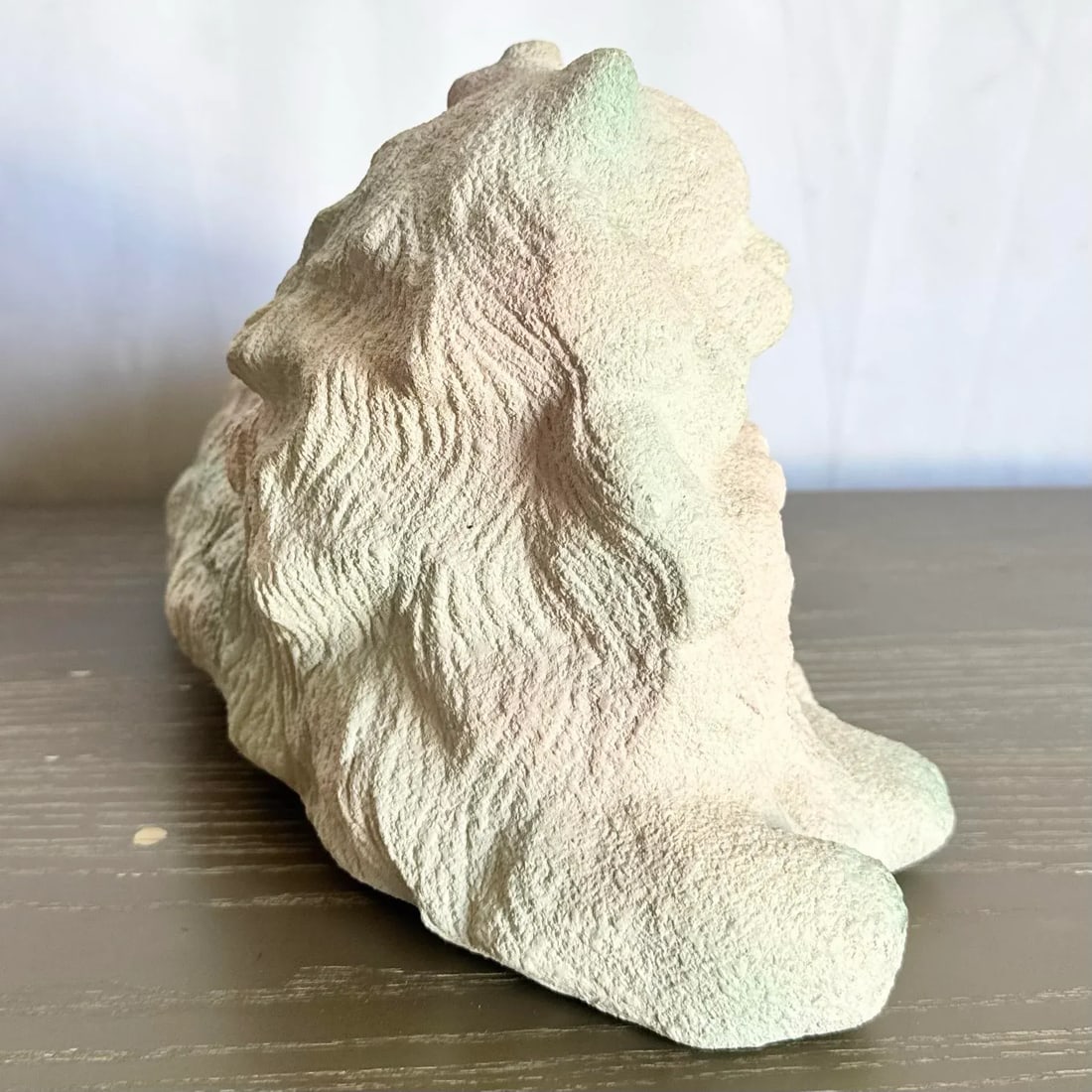 Vintage Pink White and Green Ceramic Cat Sculpture - 5