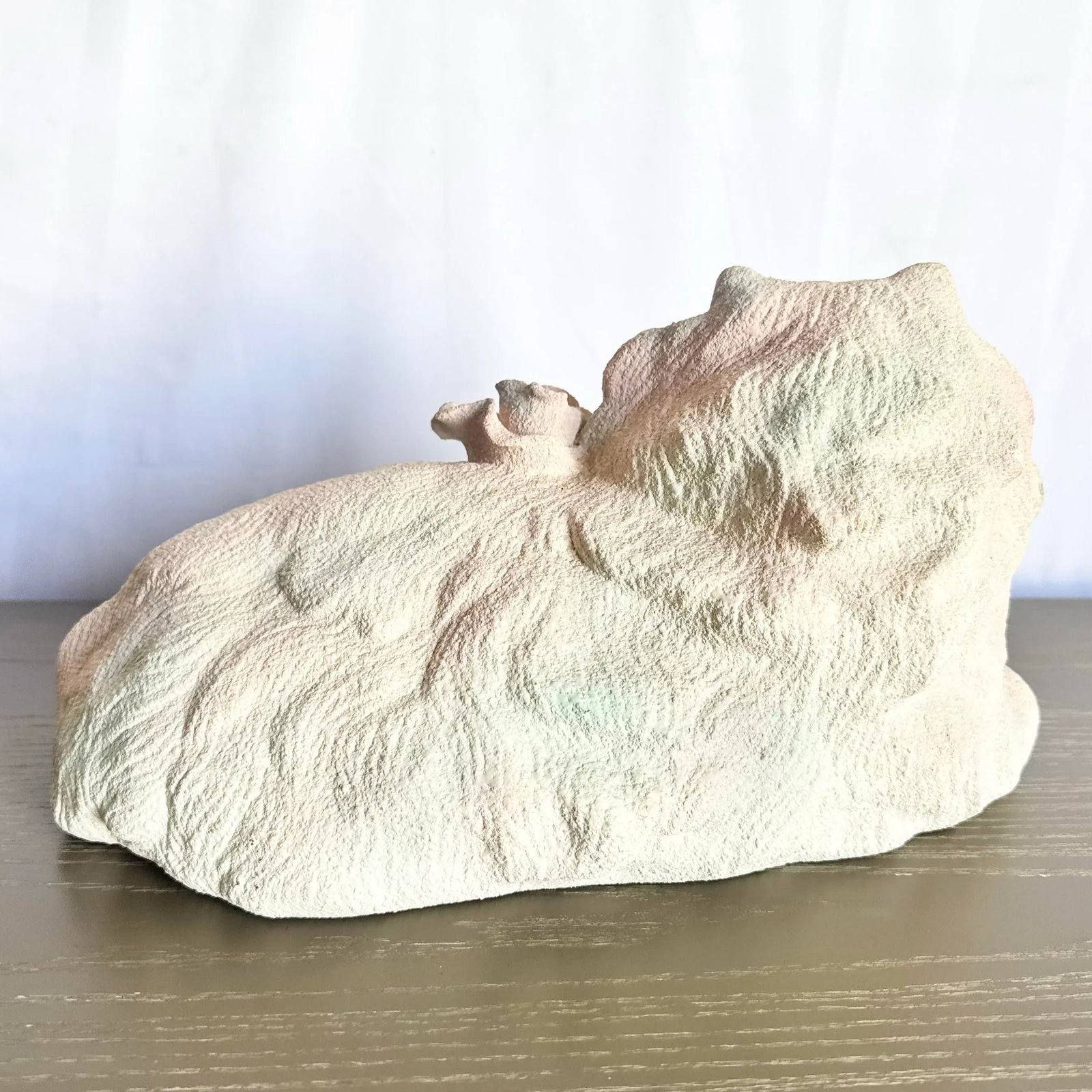 Vintage Pink White and Green Ceramic Cat Sculpture - 6