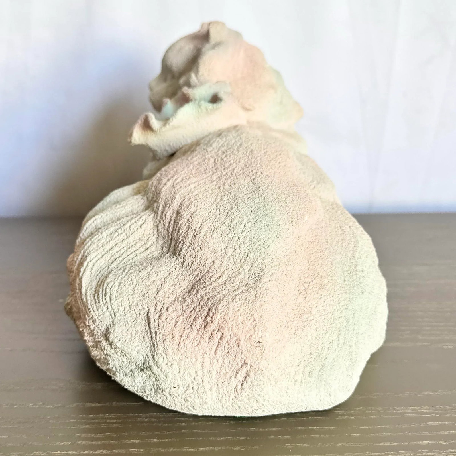 Vintage Pink White and Green Ceramic Cat Sculpture - 7