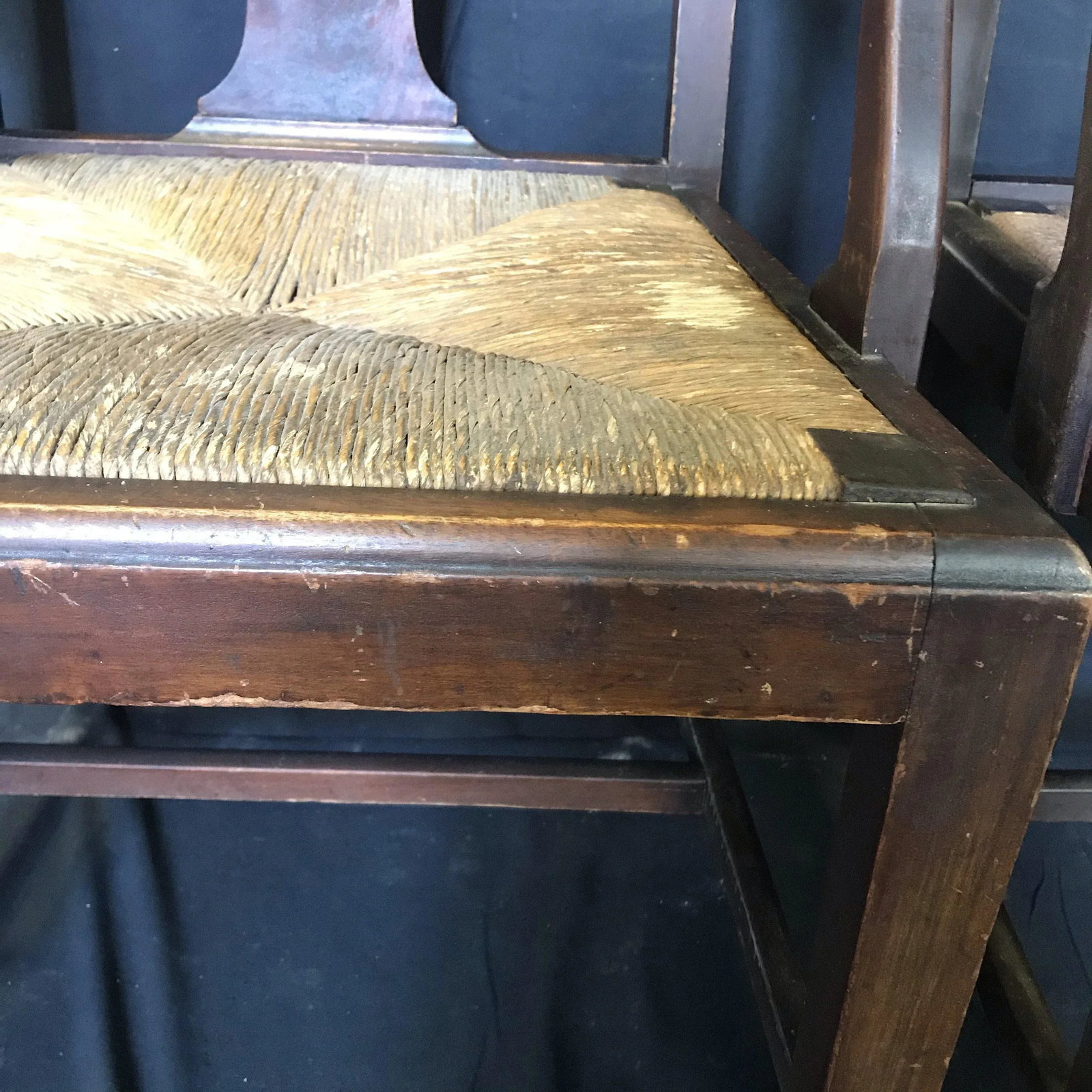 Period British Chippendale Armchairs With Rush Seats -A Pair - 5