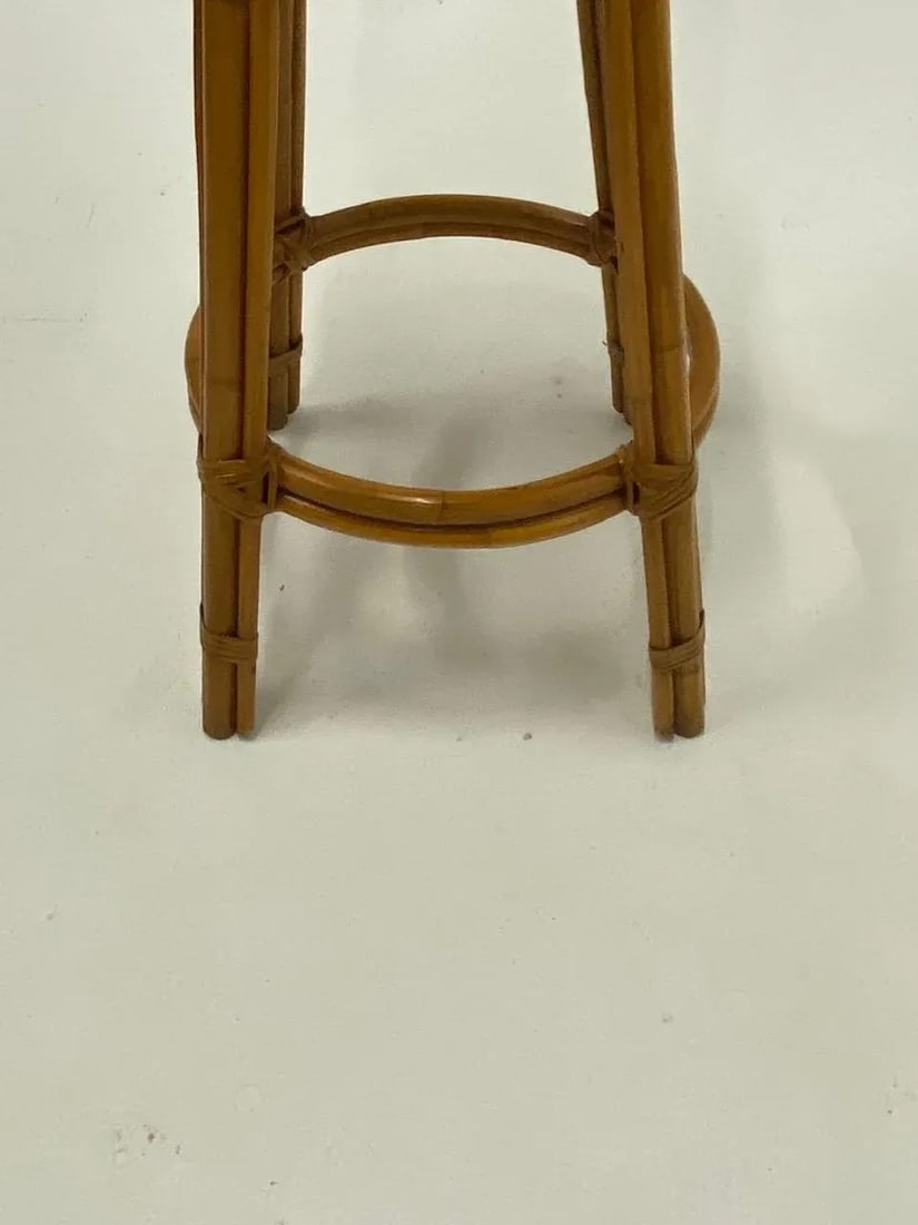 Mid Century Modern Woven Rattan Barstools - a Pair - 5