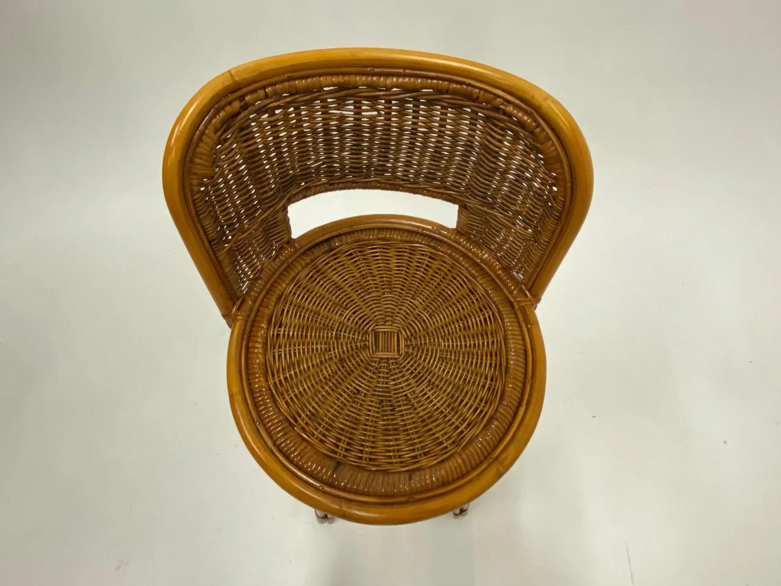 Mid Century Modern Woven Rattan Barstools - a Pair - 6