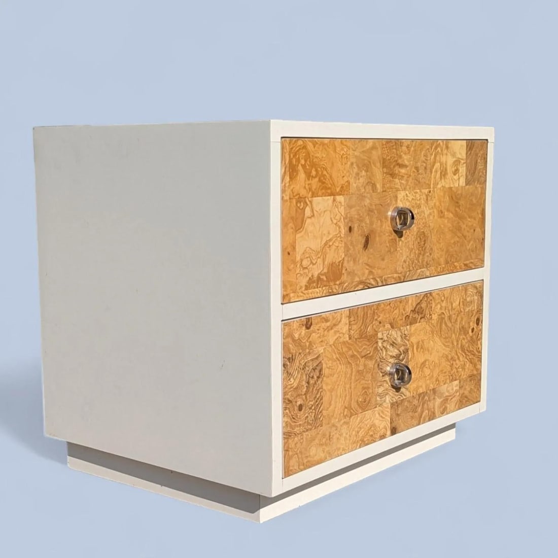 1970s Faux-Burl Laminate Nightstand With Chrome Pulls - 10