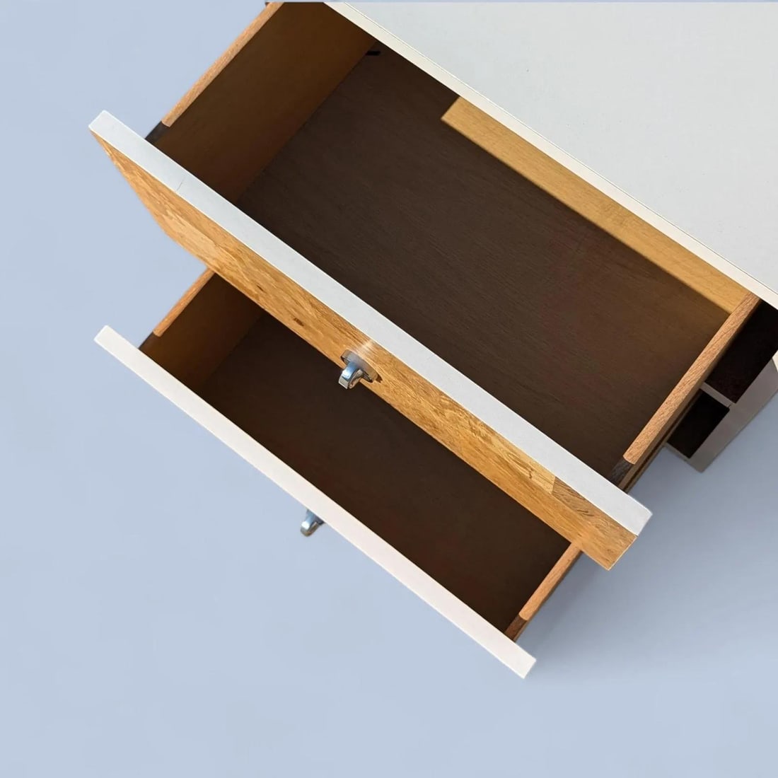 1970s Faux-Burl Laminate Nightstand With Chrome Pulls - 8