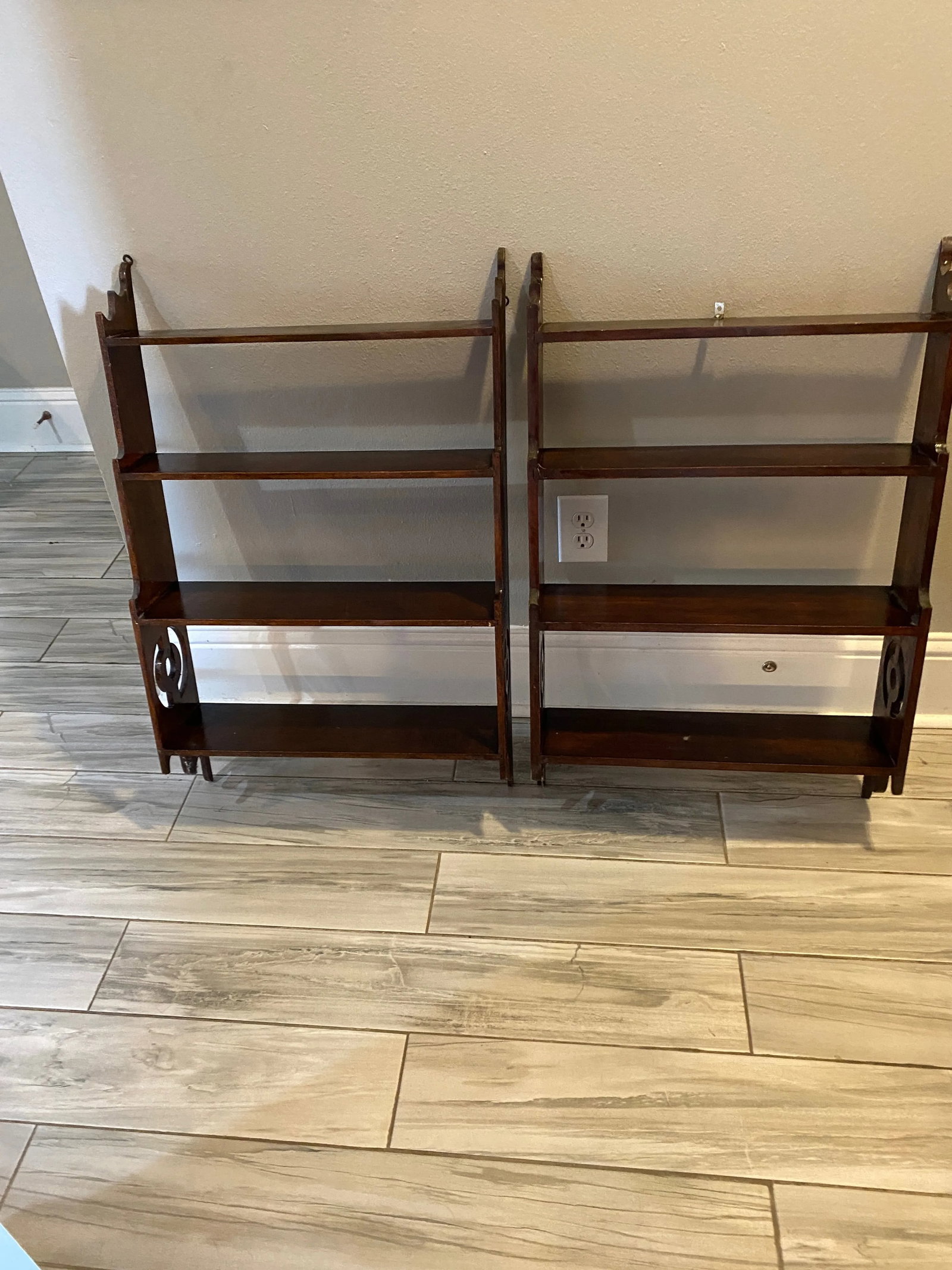 Antique Pair of English Hanging Shelves - 8