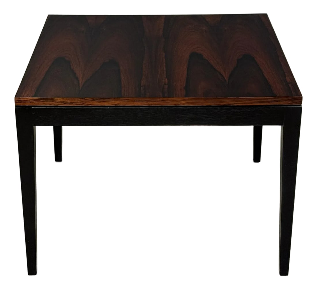 1960s Refinished Rosewood Square Coffee End Table by Knoll: A mid century modern rosewood side table made by Knoll. Use as a small coffee table, large end table or an occasional table in between two lounge chairs. Circa 1960's. Made in USA. Unmarked. Professio