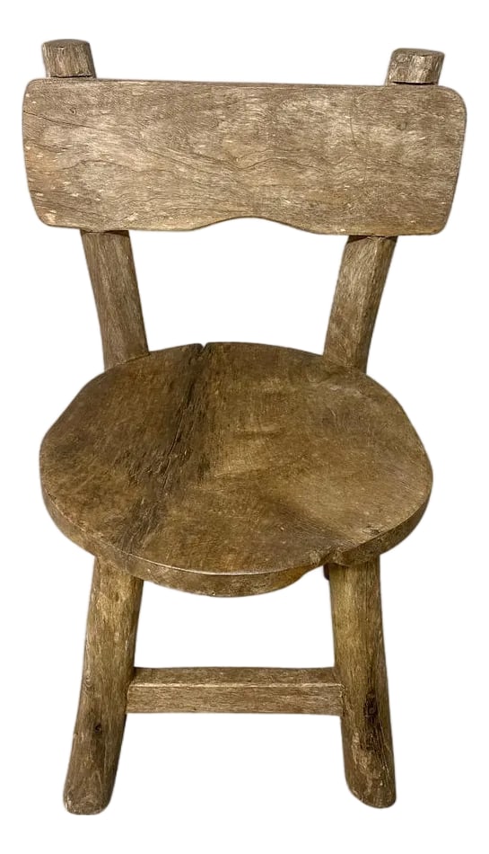 Antique Chair or Side Table: Antique village chair that can also be used as a side table. We have a small collection. Lovely patina and character on this beautiful piece. Circa 1950. The images and price reflect one. Full dimensi