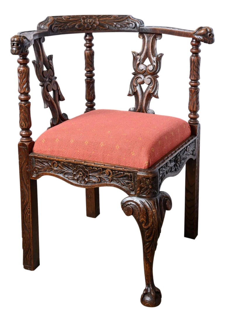Antique English Upholstered Corner Chair (1 of 9)
