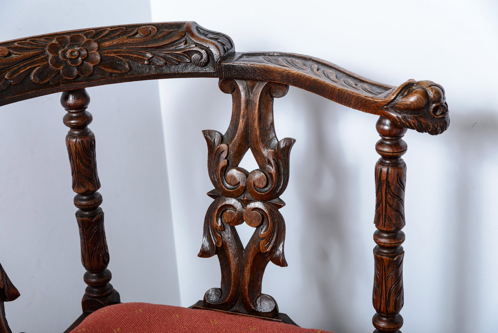 Antique English Upholstered Corner Chair - 5