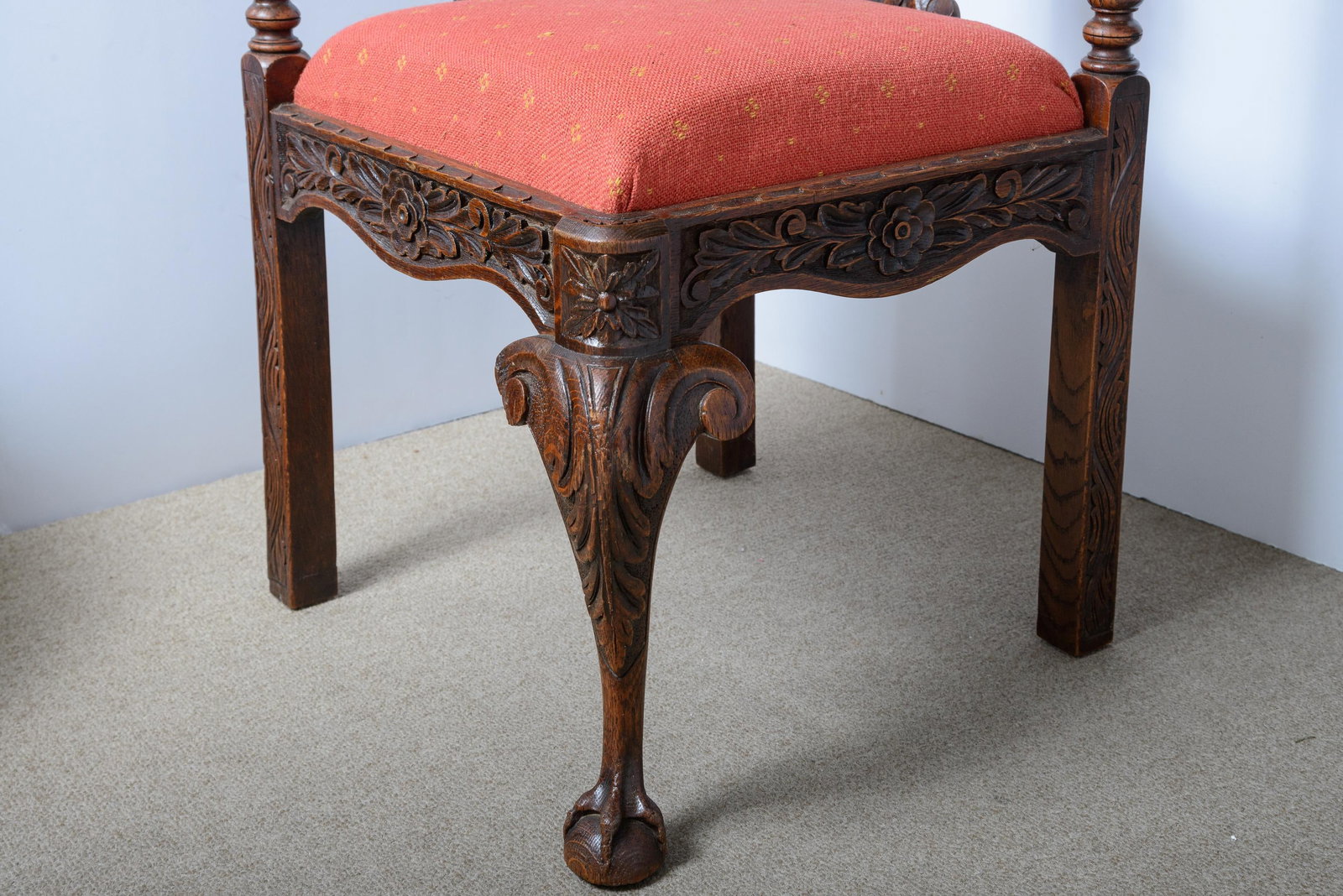 Antique English Upholstered Corner Chair - 7
