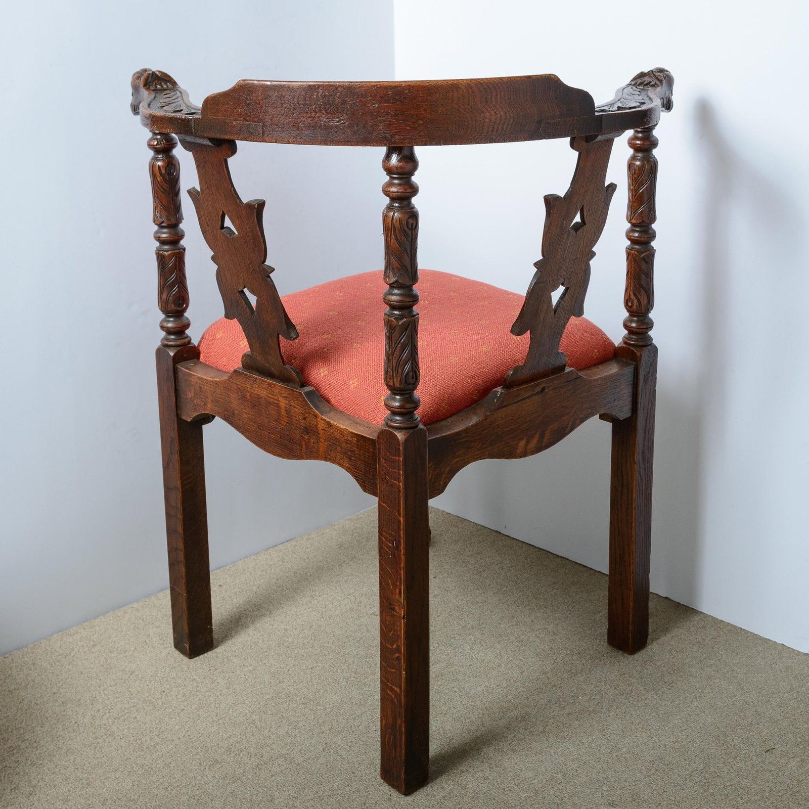 Antique English Upholstered Corner Chair - 8