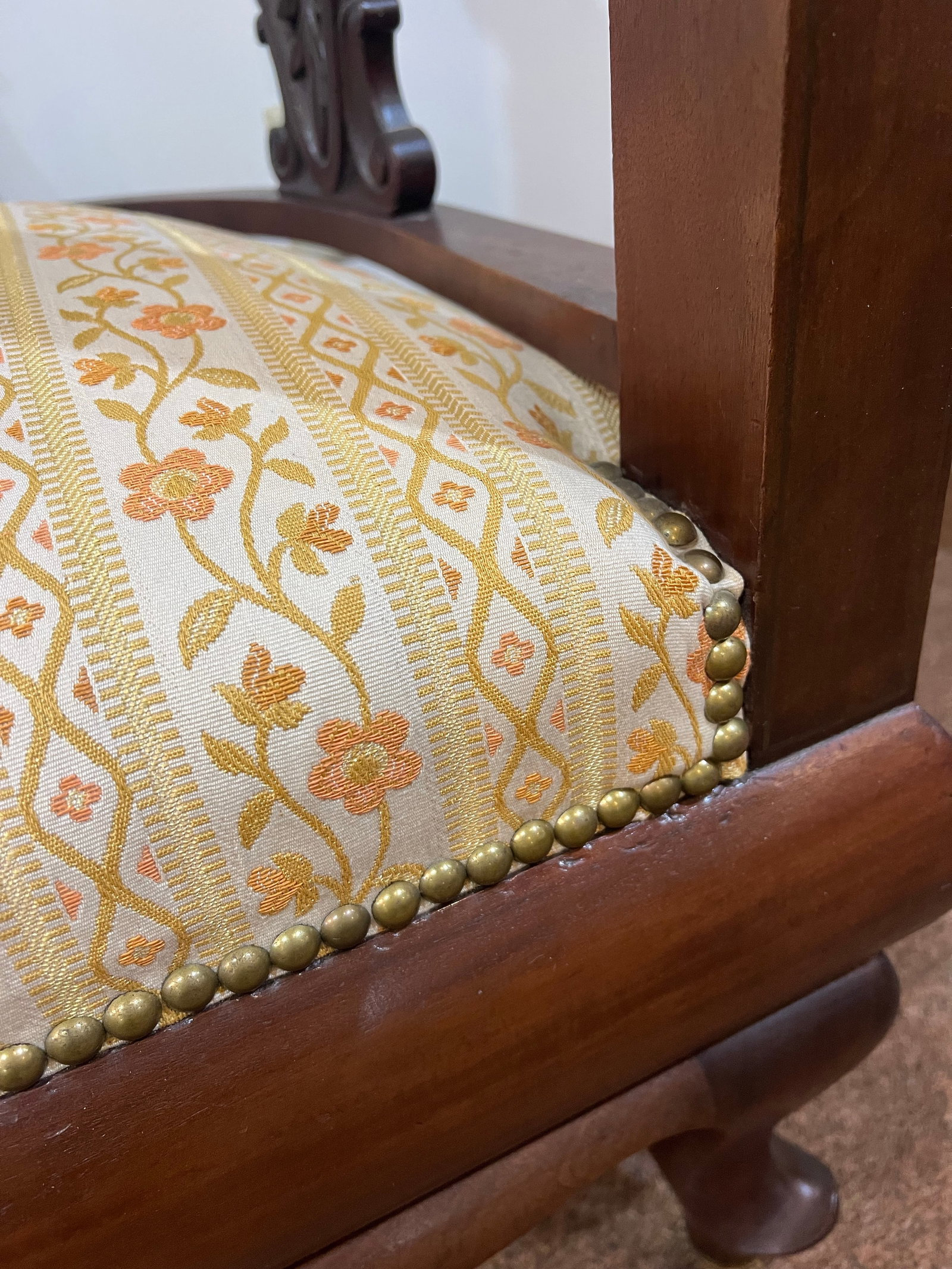 Chinese Mother of Pearl and Brass Inlay 19th Century Chair - 4