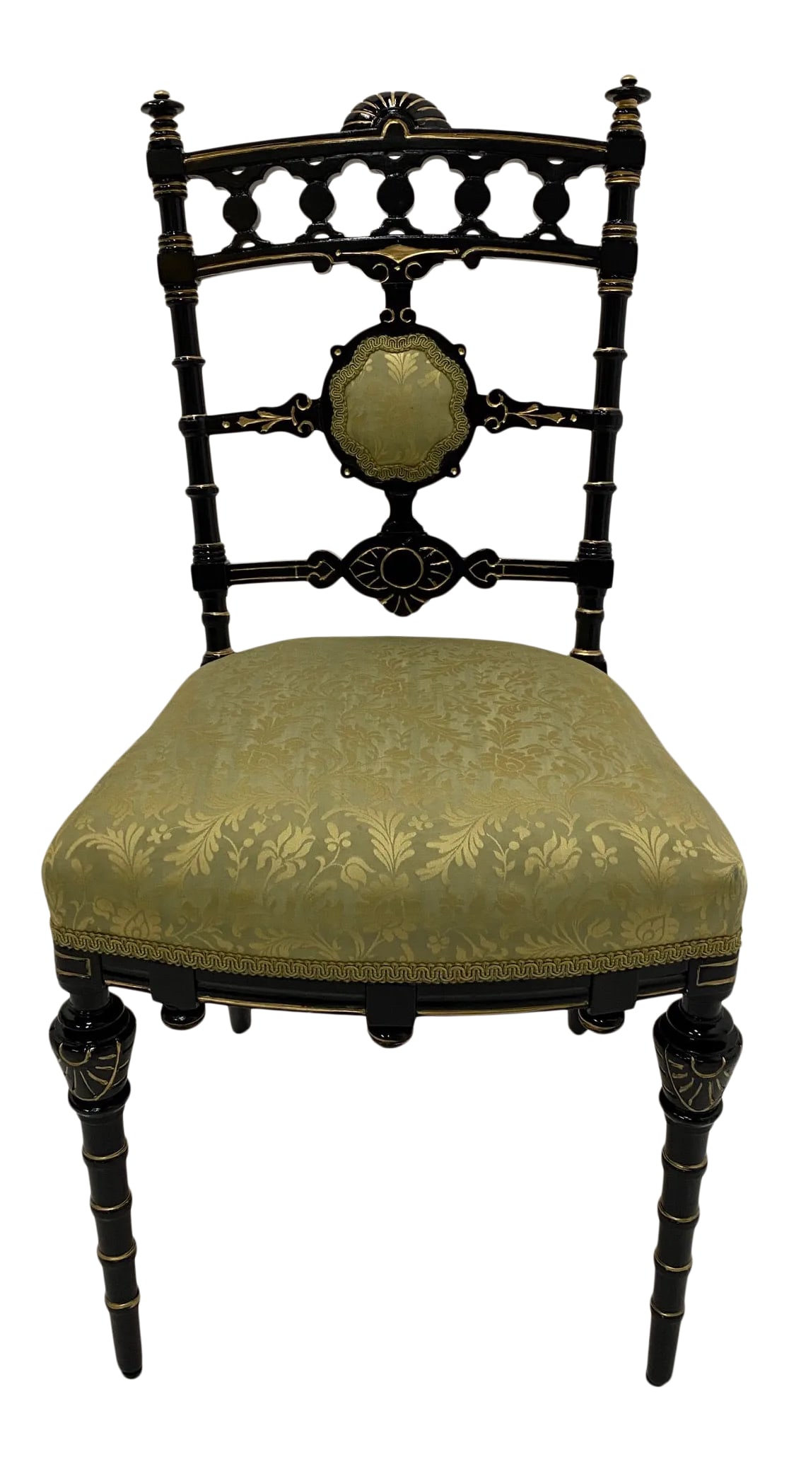 Strikingly Decorative Victorian Aesthetic Movement Gilt & Ebonized Chair (1 of 13)