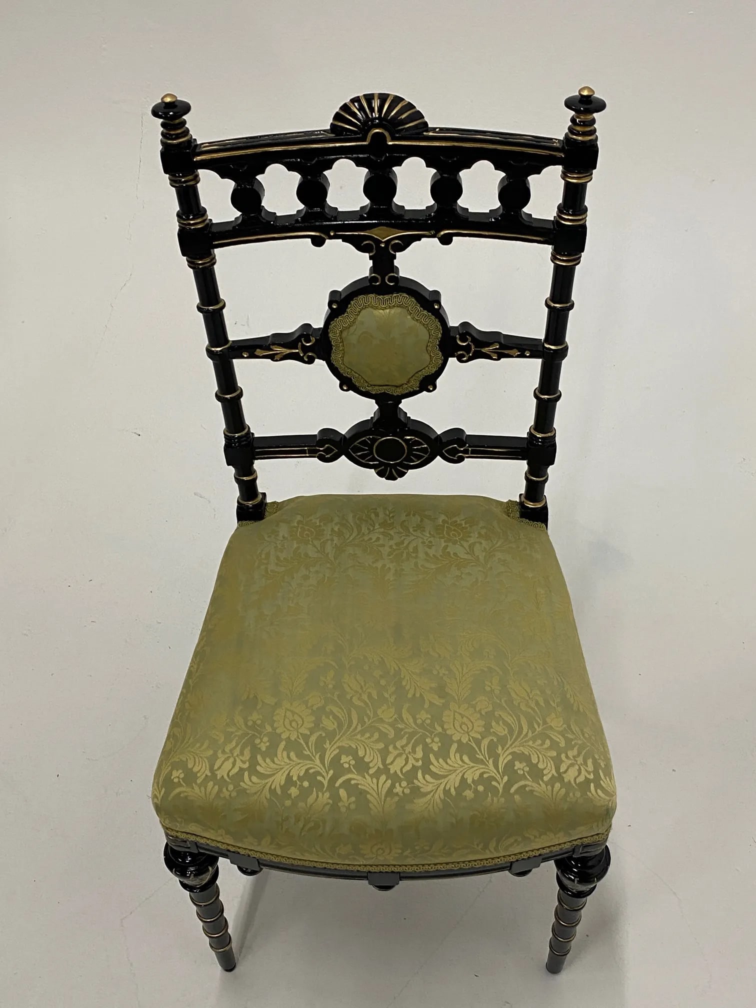 Strikingly Decorative Victorian Aesthetic Movement Gilt & Ebonized Chair - 2