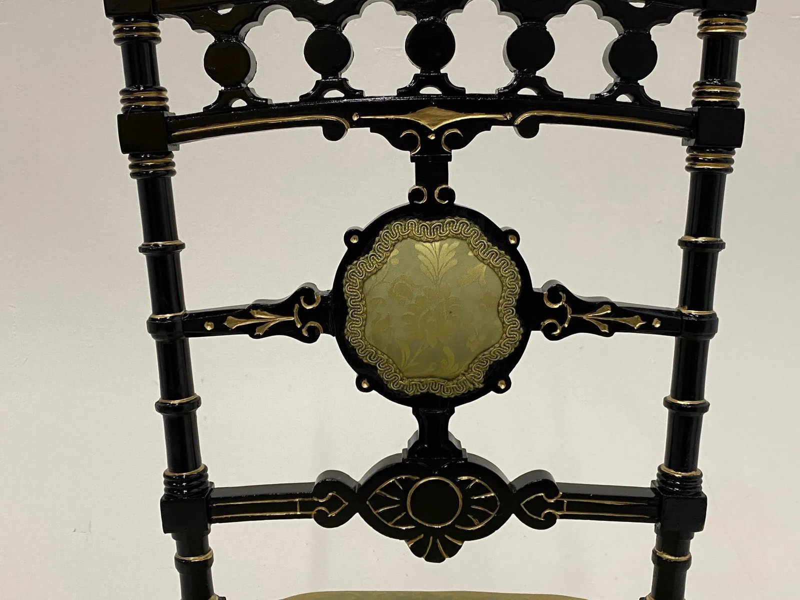 Strikingly Decorative Victorian Aesthetic Movement Gilt & Ebonized Chair - 4