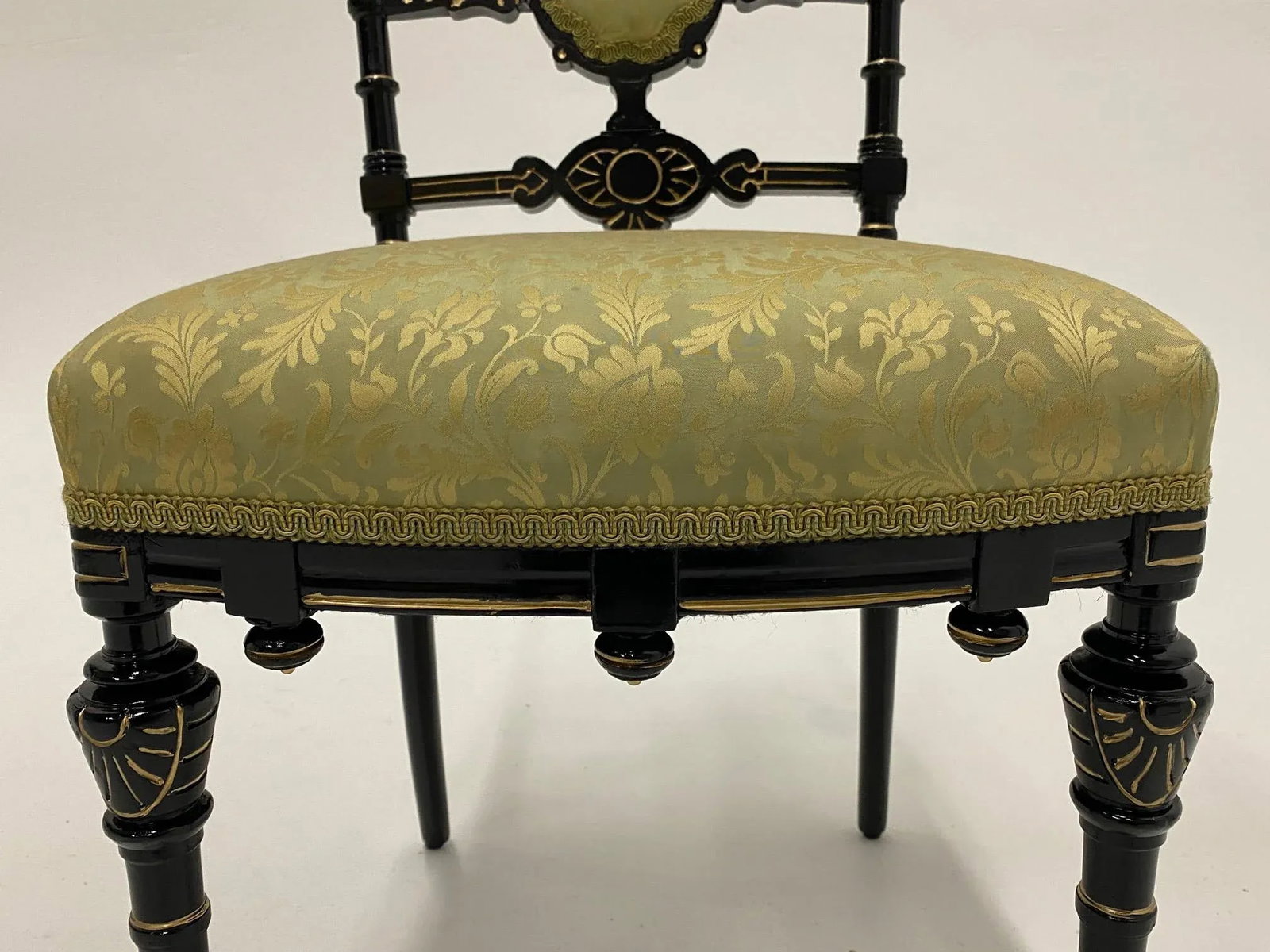 Strikingly Decorative Victorian Aesthetic Movement Gilt & Ebonized Chair - 5