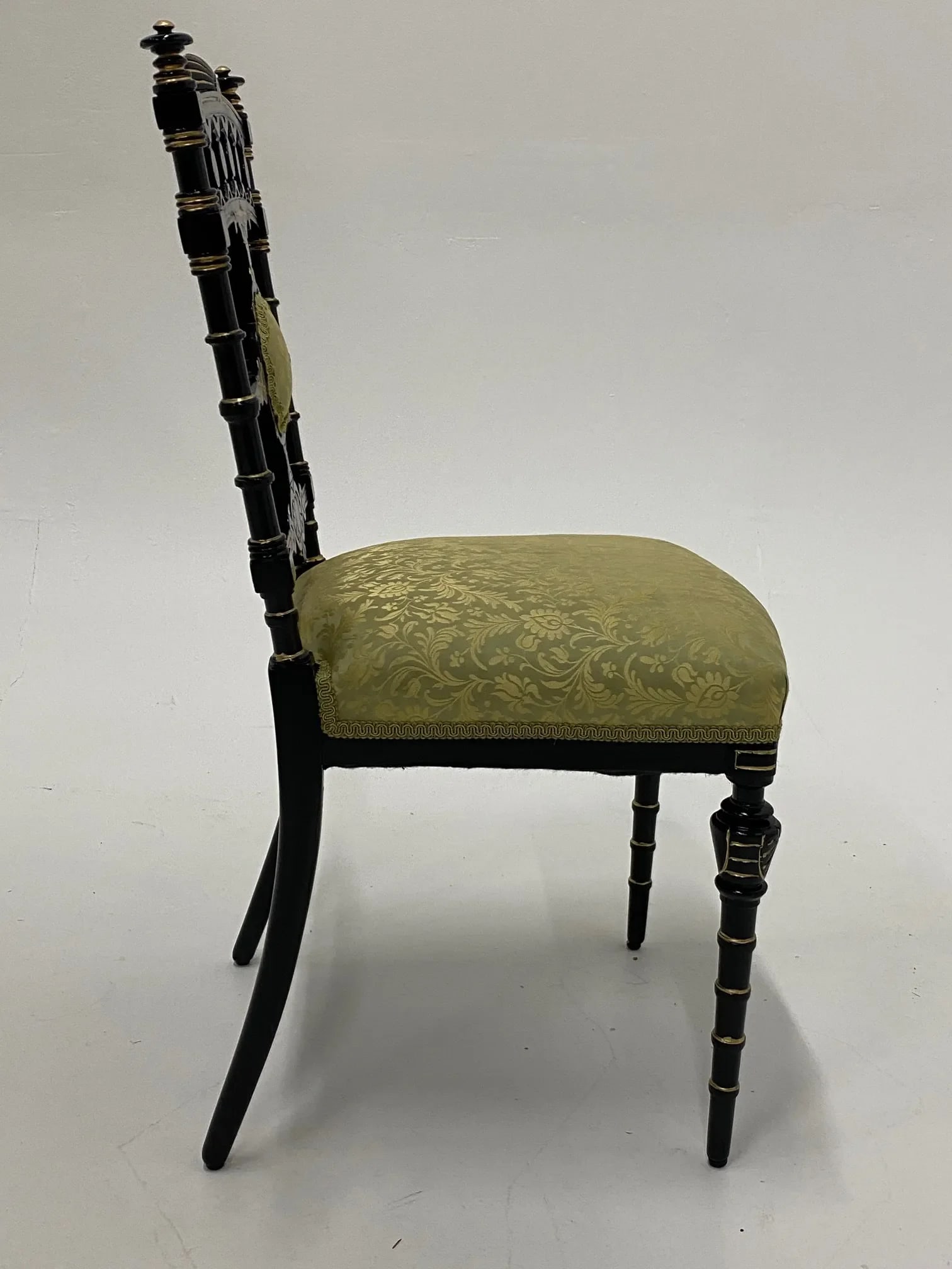 Strikingly Decorative Victorian Aesthetic Movement Gilt & Ebonized Chair - 9