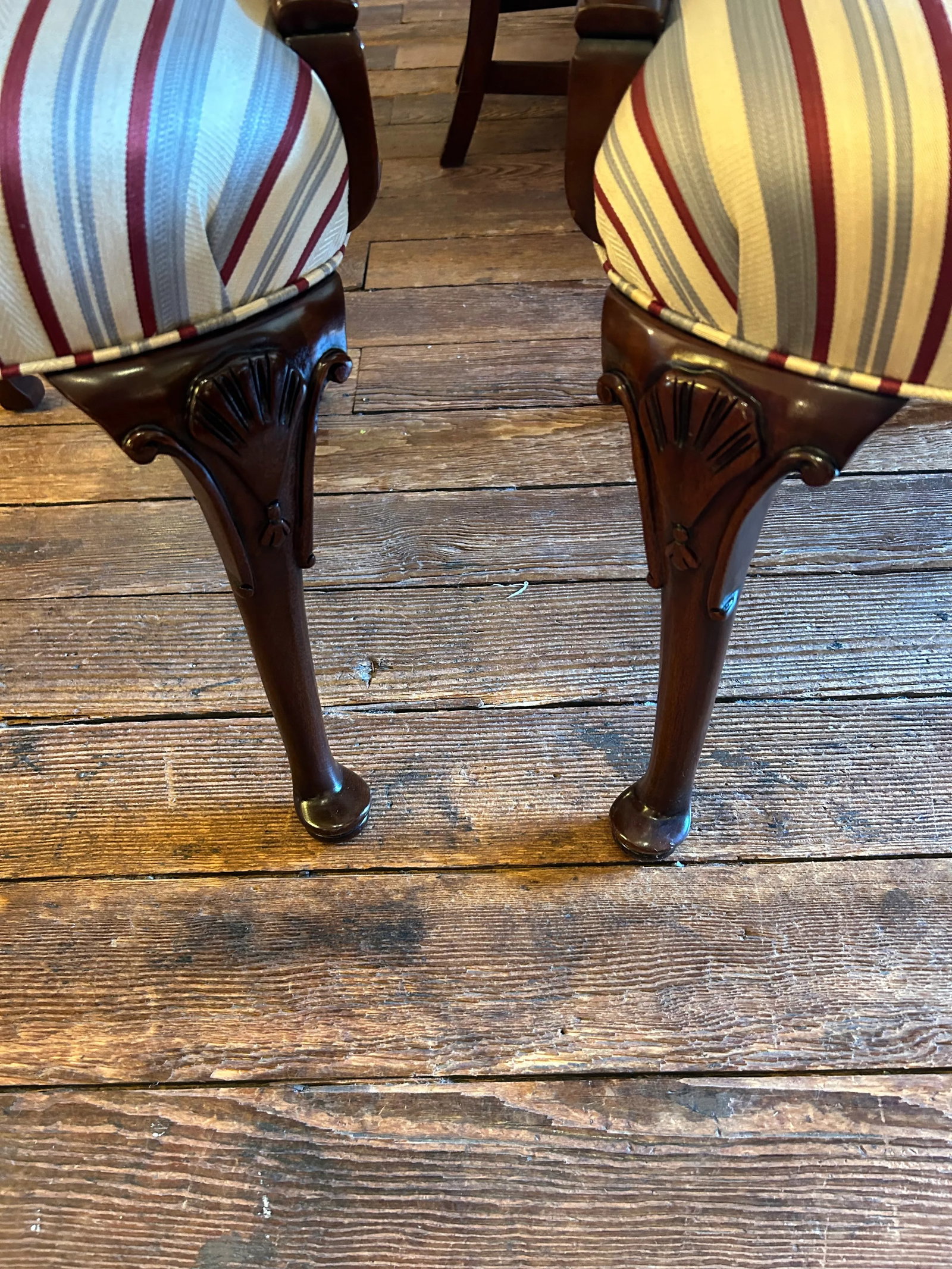 Mahogany & Upholstered Arm Chairs -a Pair - 10