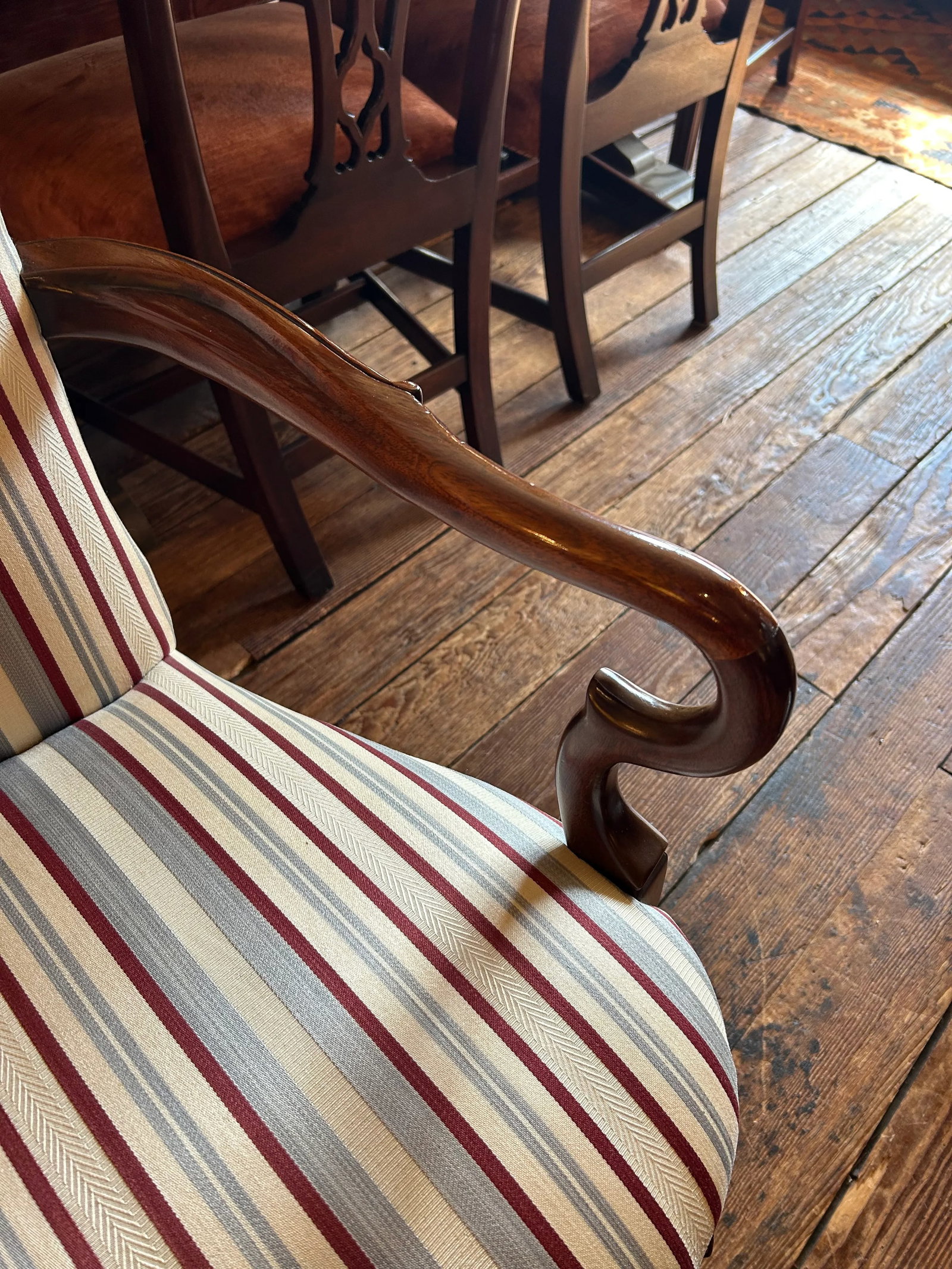 Mahogany & Upholstered Arm Chairs -a Pair - 3