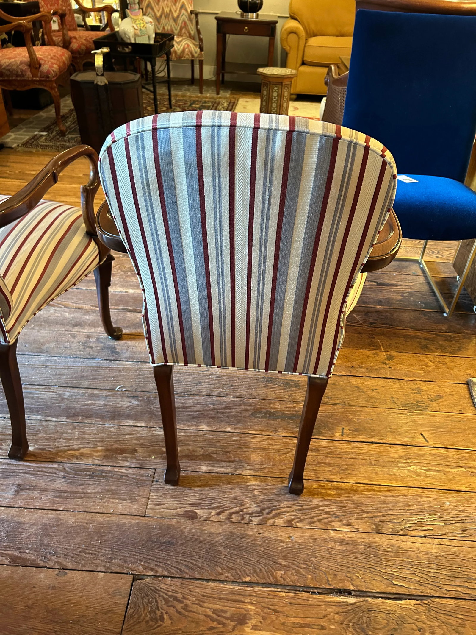 Mahogany & Upholstered Arm Chairs -a Pair - 4