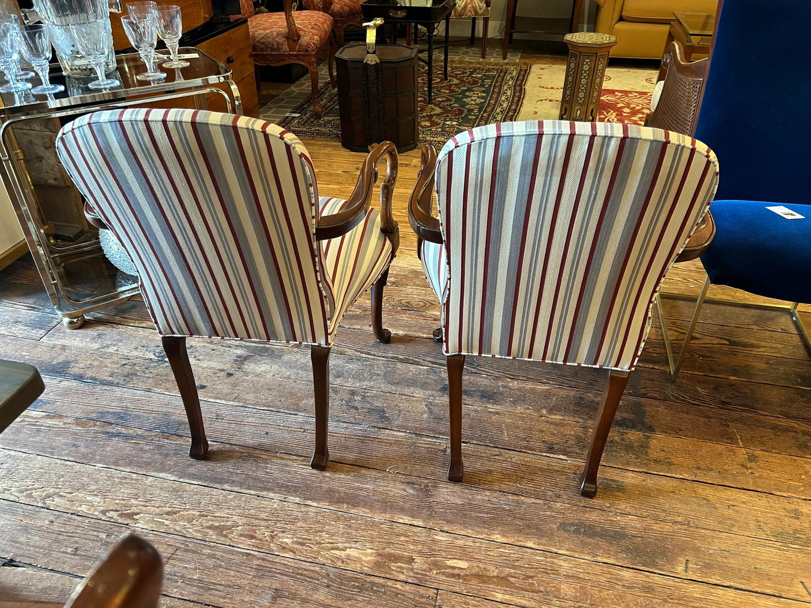 Mahogany & Upholstered Arm Chairs -a Pair - 6
