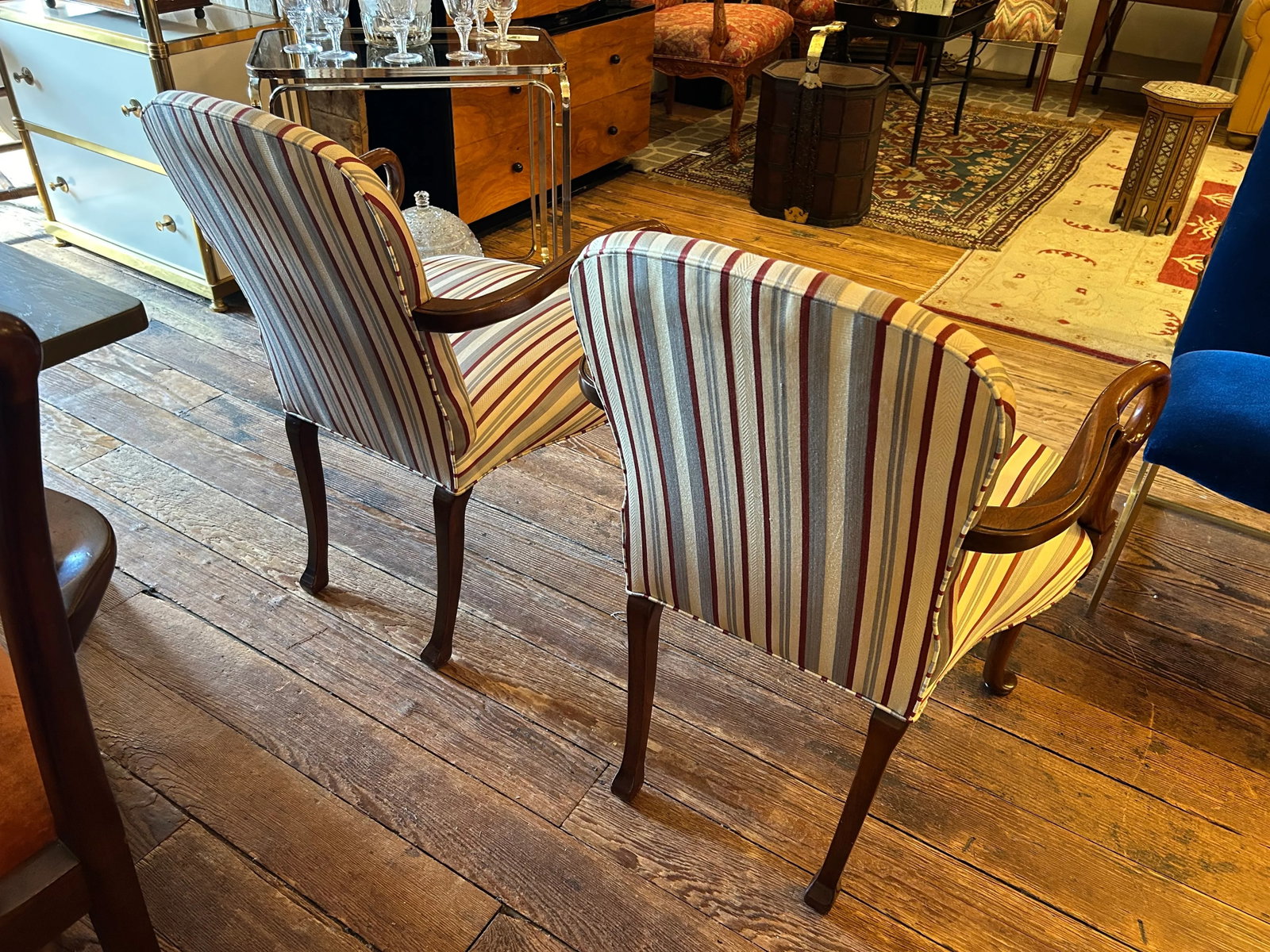 Mahogany & Upholstered Arm Chairs -a Pair - 8