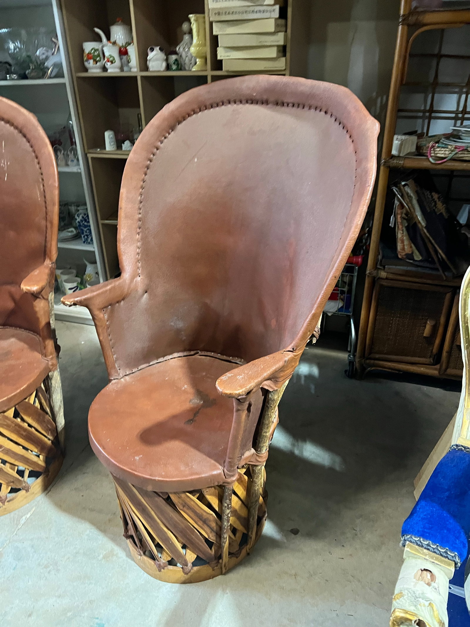 Vintage Pair of Wooden and Leather Equipale Chairs - 4