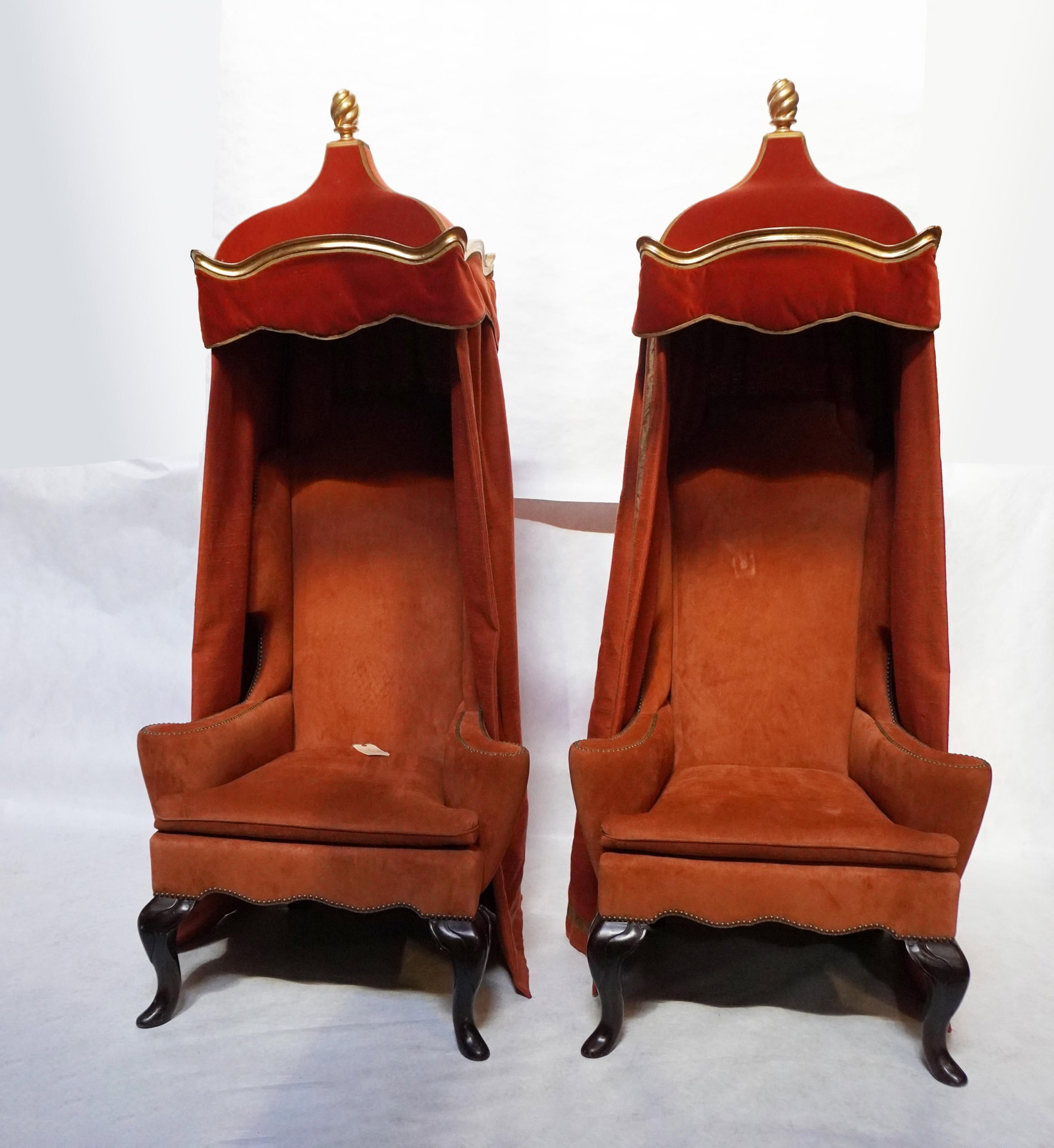 Late 20th Century Pair of Tall Baldachin Wingback King Chairs - 2