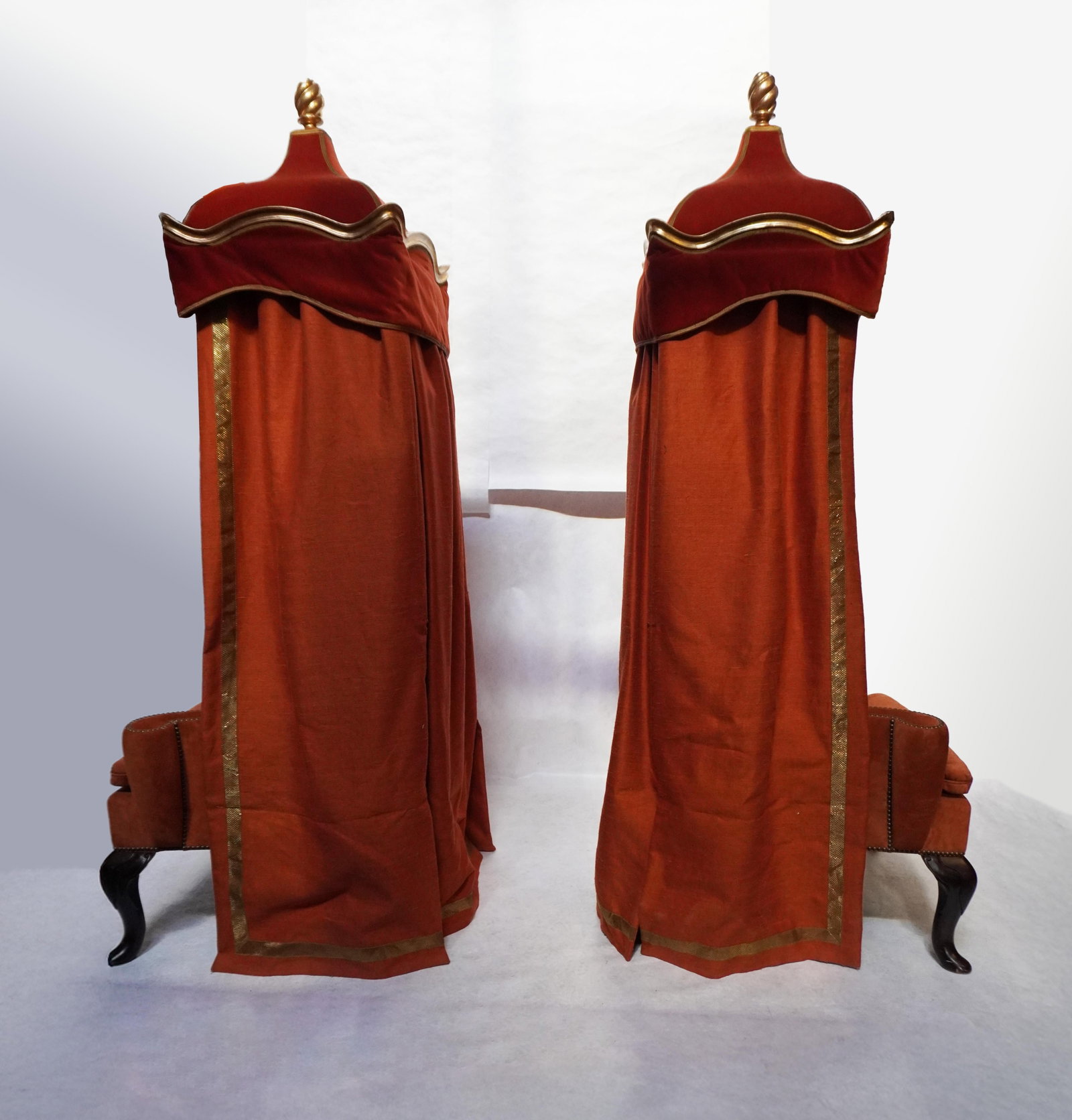 Late 20th Century Pair of Tall Baldachin Wingback King Chairs - 4