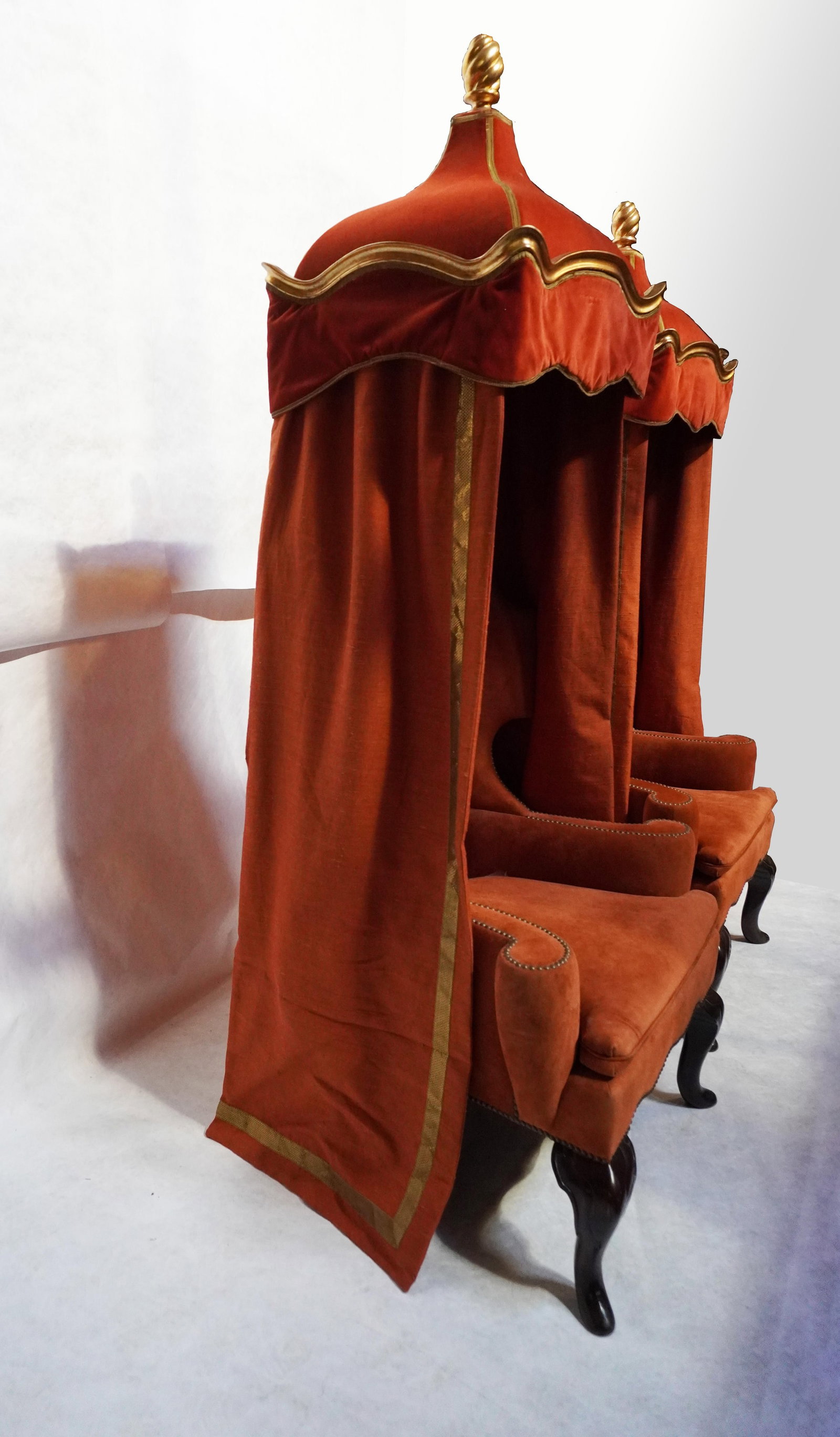 Late 20th Century Pair of Tall Baldachin Wingback King Chairs - 6