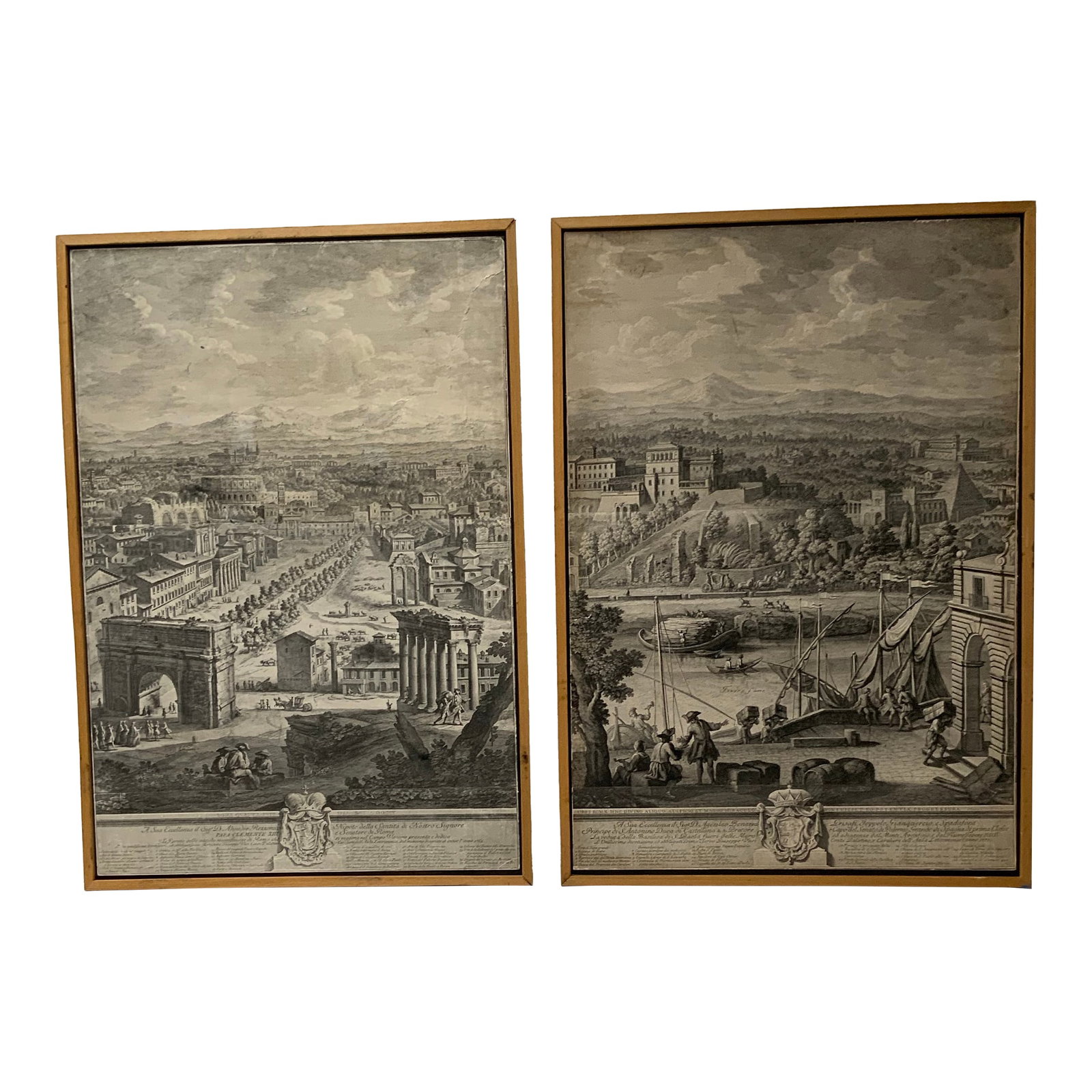 Mid 18th Century Pair of Giuseppe Vasi Panoramic Prints of Rome.: Pair of Prints,Views of Rome,by Giuseppe Vasi (1712-1782). Recently professionally framed and laid down on Artist board. Prints are 27 x 40 inches Condition: Alterations: Original Condition Unaltered