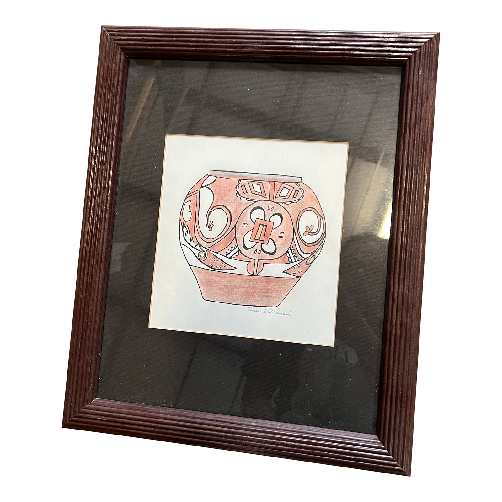 1970s Framed Minimalist Drawing of a Vase: Up for consideration is a beautiful vintage framed minimalist drawing of a vase. This would look lovely in your home and it is a great conversation starter for your guests. This is also perfect for th