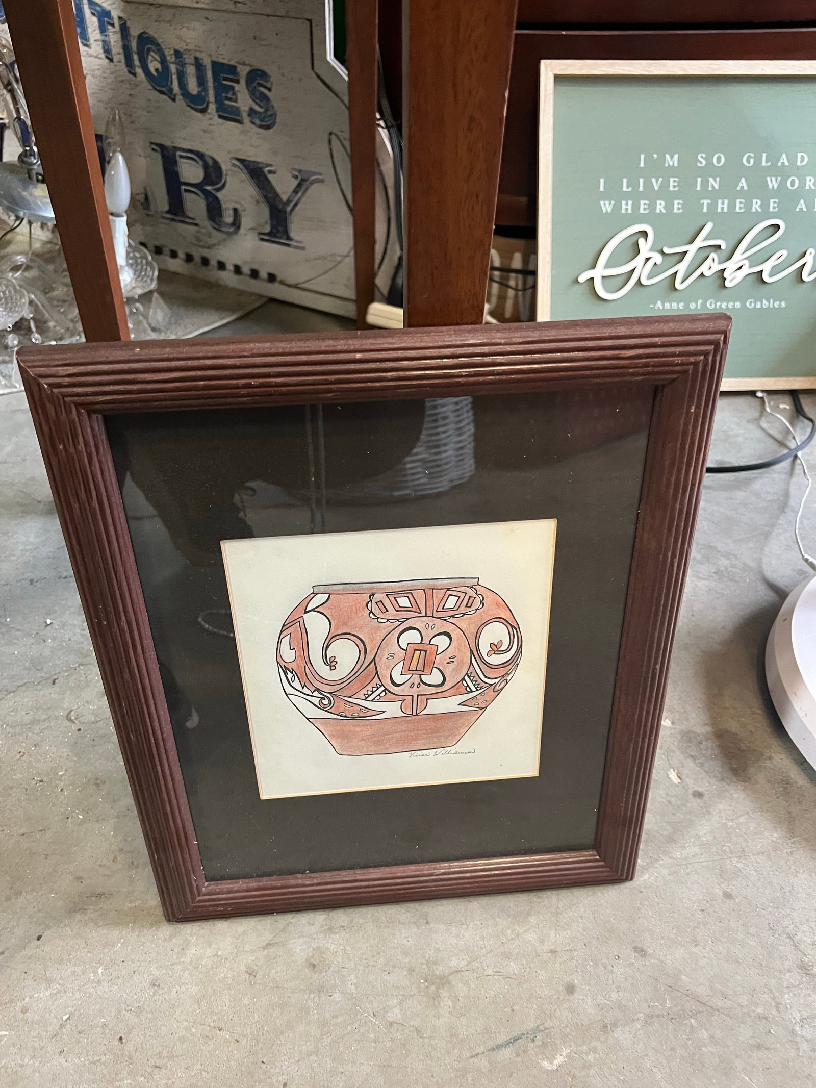 1970s Framed Minimalist Drawing of a Vase - 4