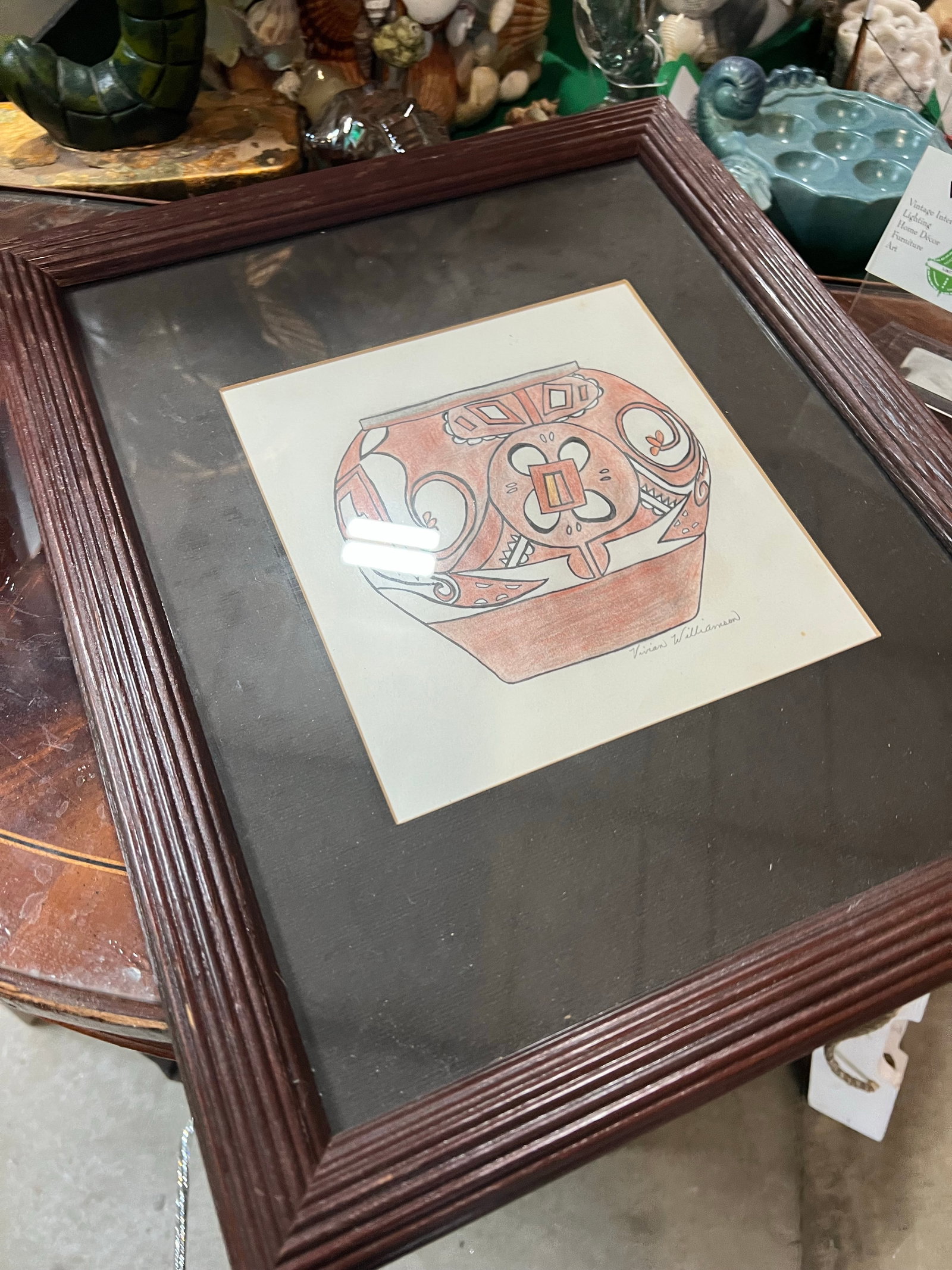 1970s Framed Minimalist Drawing of a Vase - 6