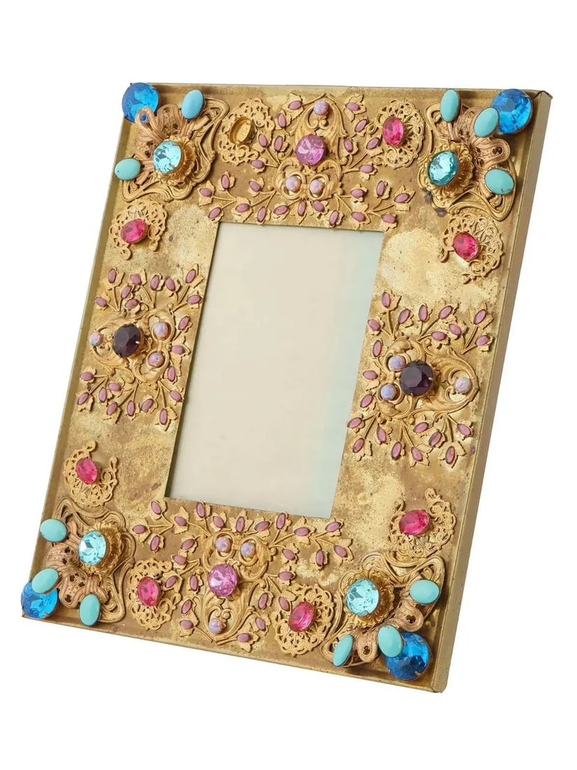 Early 20th Century Relief Design Gilded Brass Picture Frame, Marked - 4