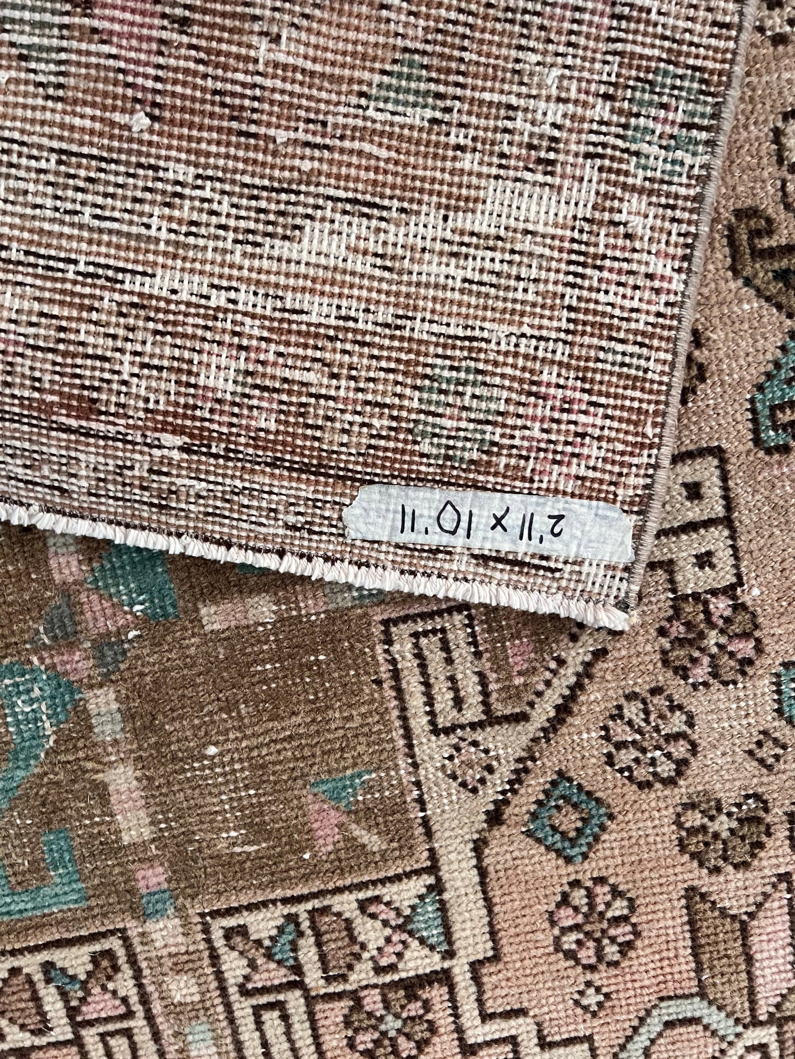 Vintage Persian Heriz Handmade Geometric Pattern Wool Runner - 5