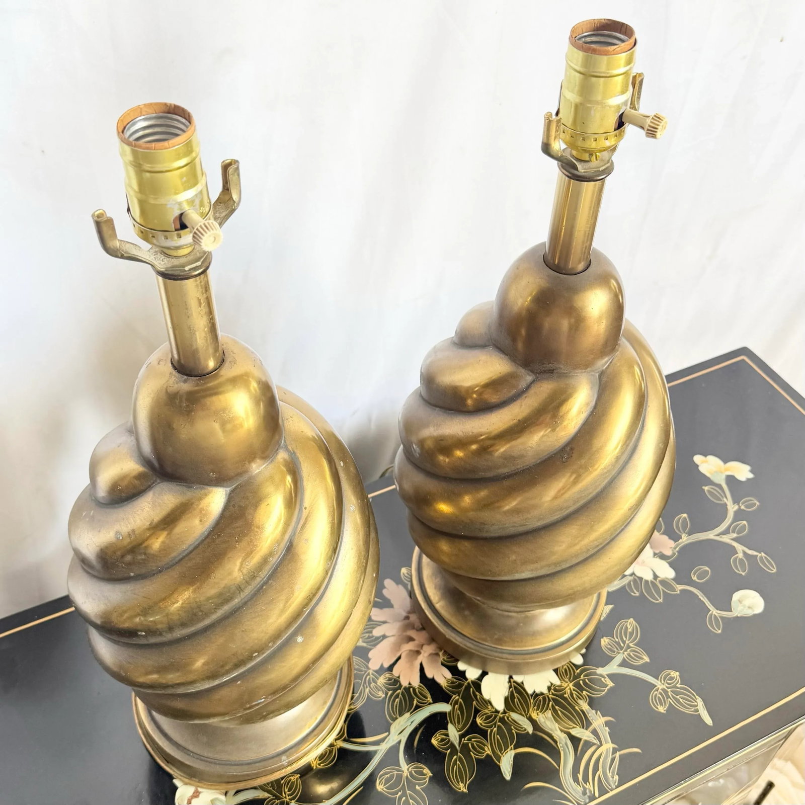 Vintage Westwood Industries Brass Swirl Beehive Table Lamps - A Pair - 7