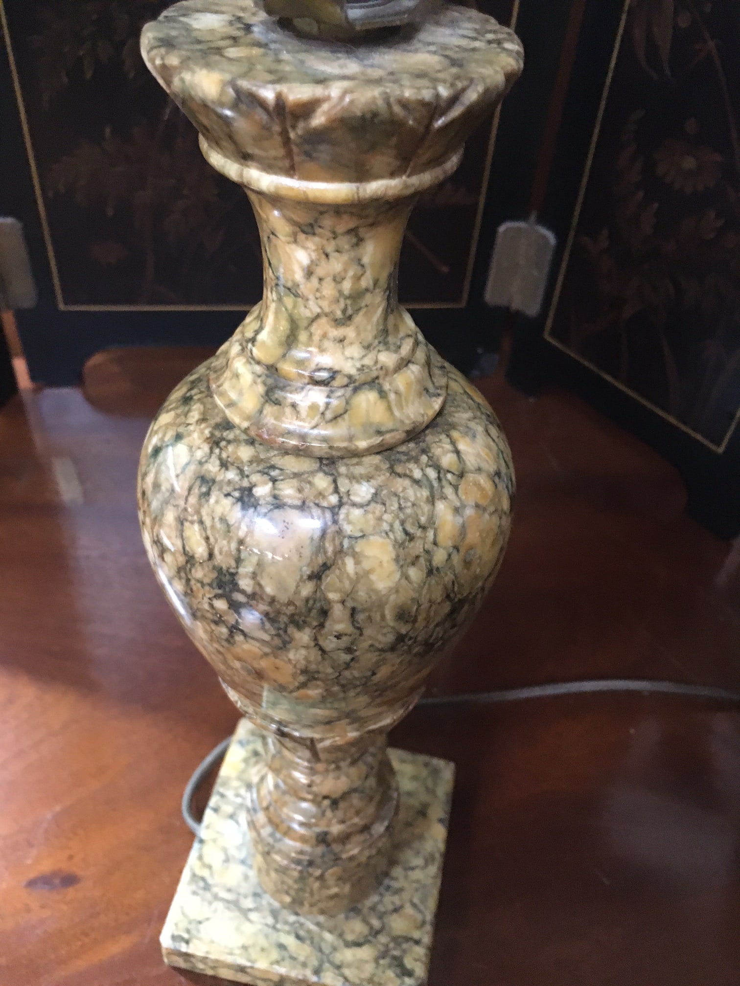Antique Italian Polished Pink and Black Marble Petite Table Lamp Pair - 9