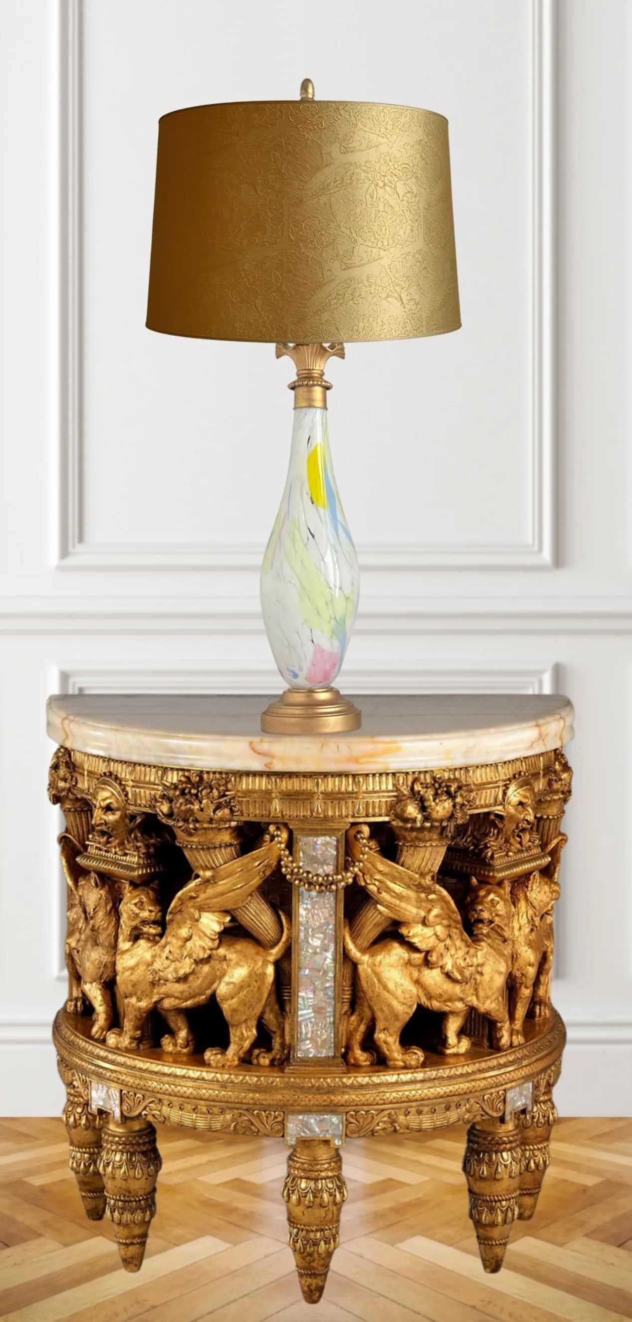 Murano Style Art Glass Candy Wrapper Confetti Table Lamp - 14