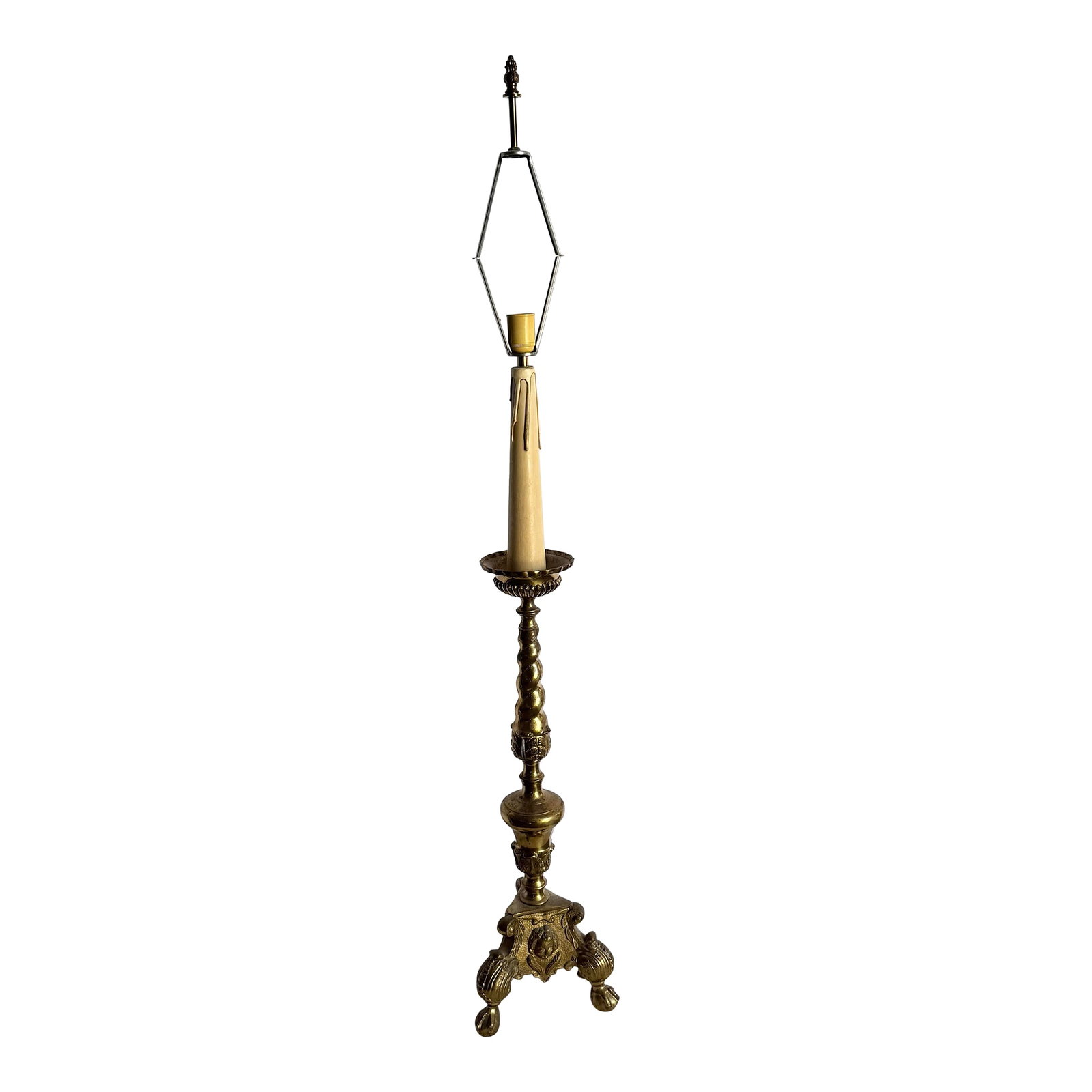 Vintage, Large Brass Table/Floor Candlestick Lamp (1 of 10)