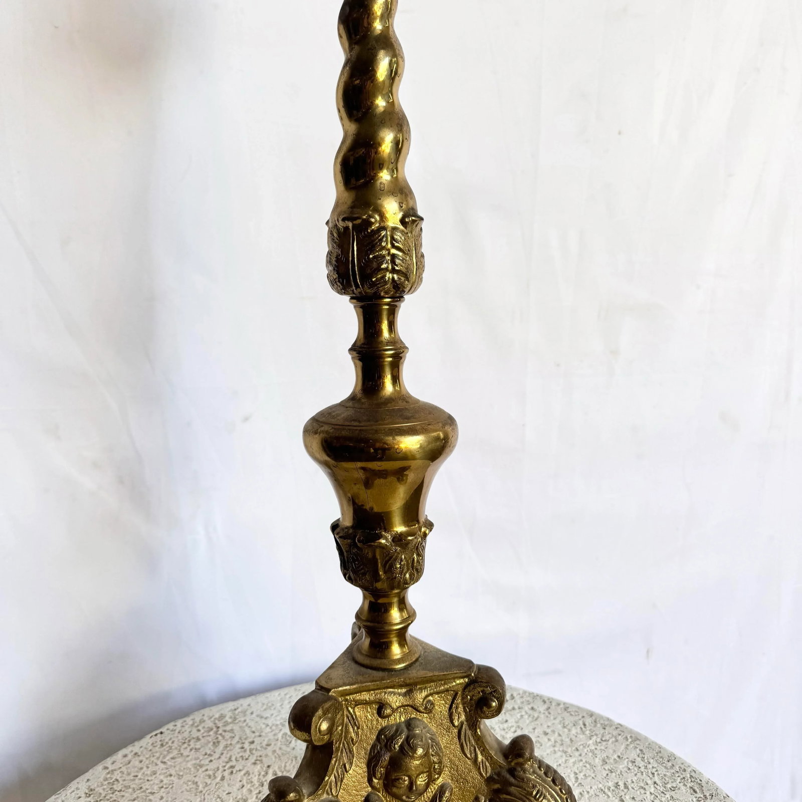 Vintage, Large Brass Table/Floor Candlestick Lamp - 3