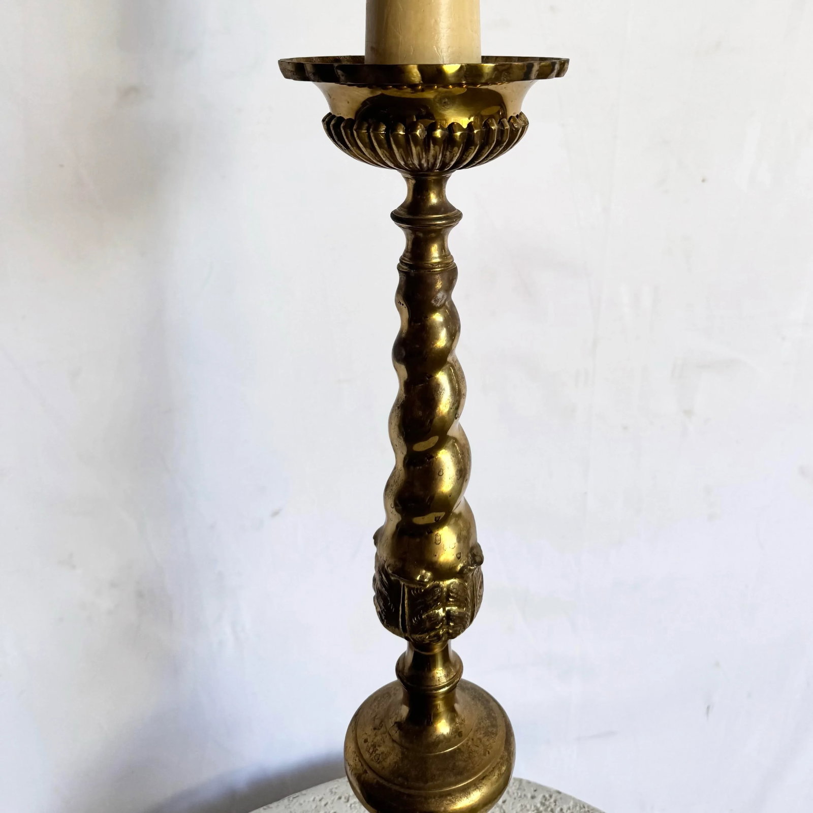 Vintage, Large Brass Table/Floor Candlestick Lamp - 6