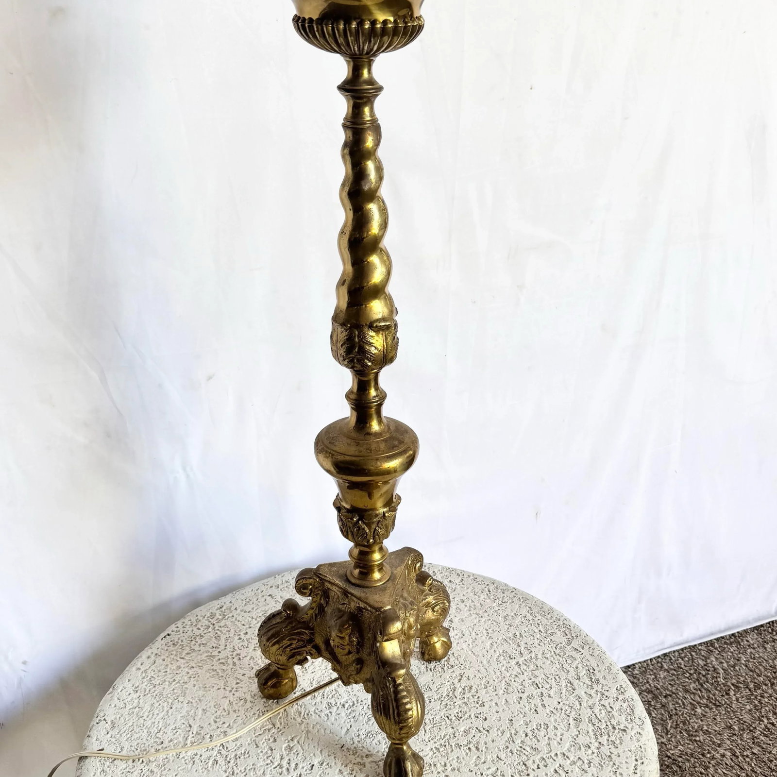 Vintage, Large Brass Table/Floor Candlestick Lamp - 8