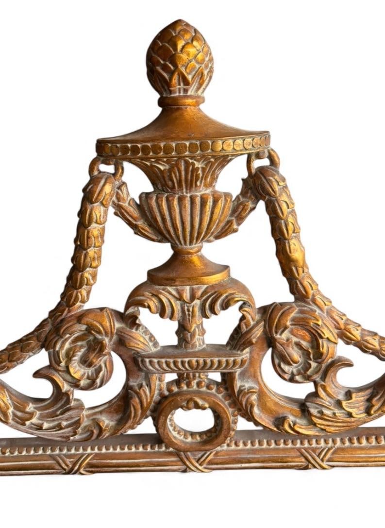 Louis XVI Giltwood Mirror With Urn Crest & Pierced Ribbonwork - 56'' Neoclassical Elegance - 5